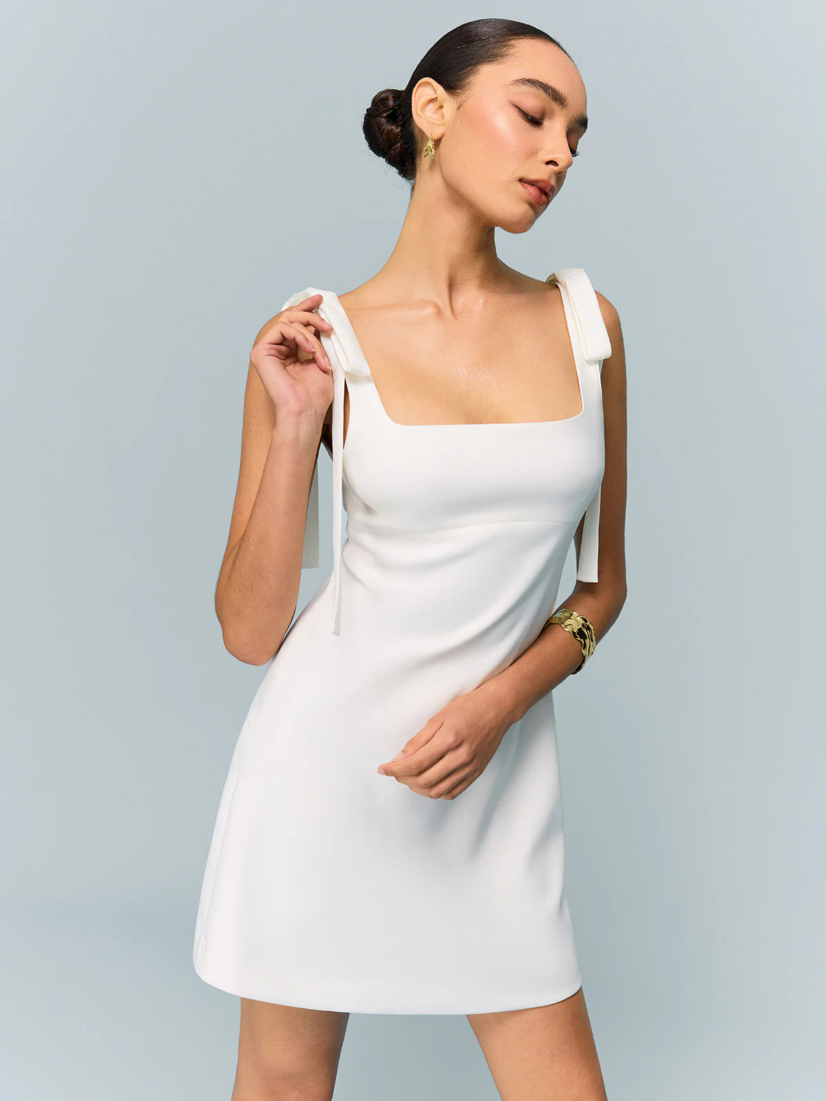 Bow-Strap Backless Mini Dress - Wholesalesil