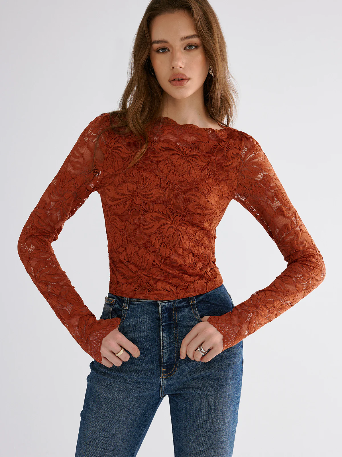 Flower Embroidered Cropped Lace Top - Wholesalesil