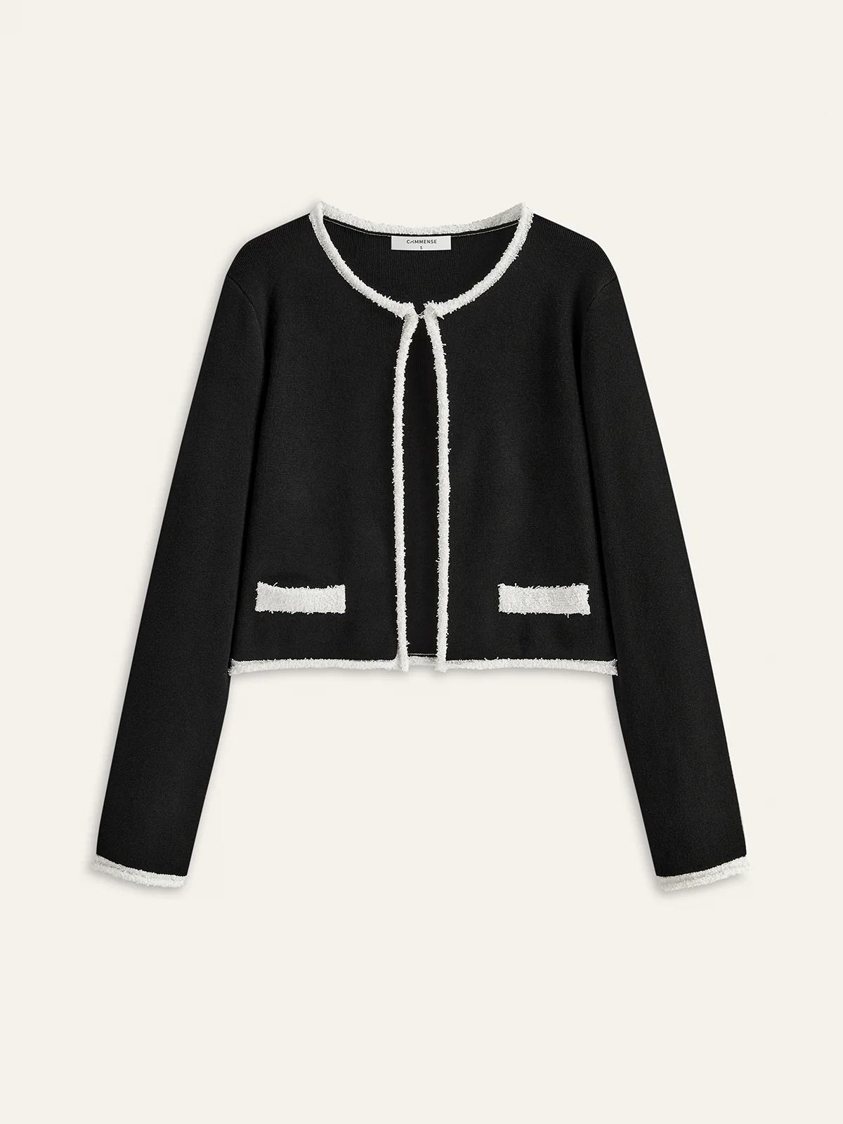 Contrast Trim Wool-Blend Cardigan - Wholesalesil