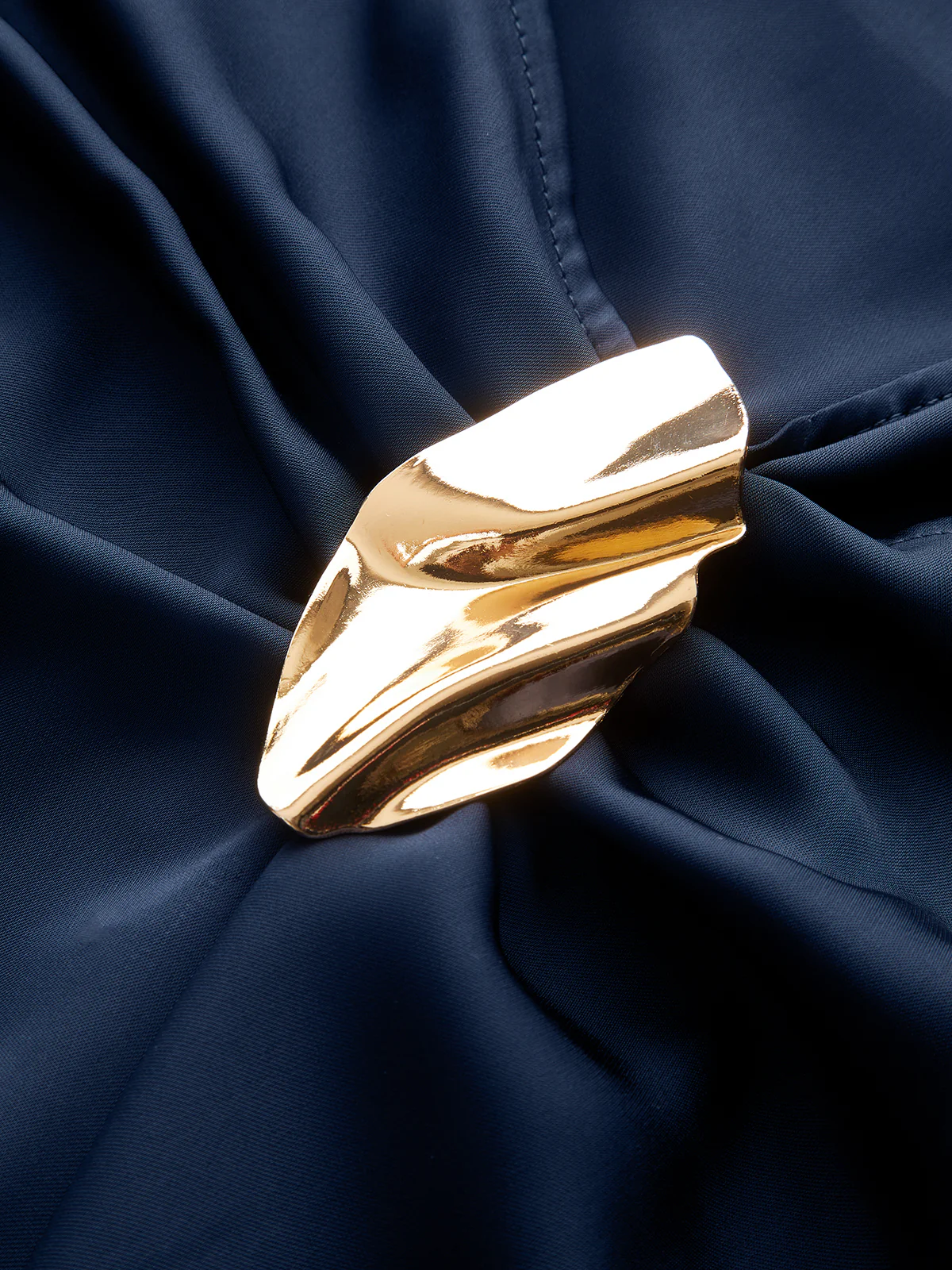 Asymmetric Ruffle Metal Detail Satin Maxi Skirt - Wholesalesil