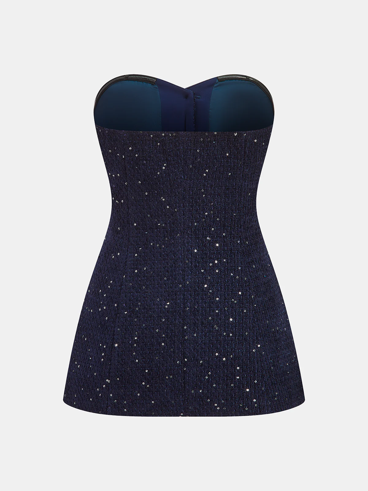 Metal Button Sequin Tweed Strapless Vest - Wholesalesil