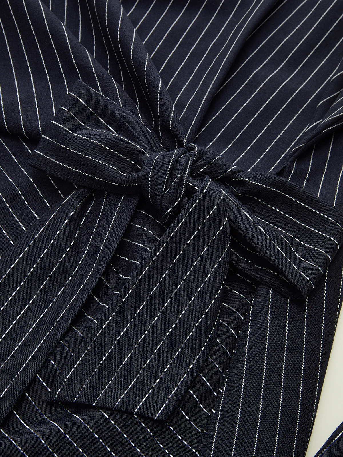 Flared Sleeve Pinstripe Wrap Blouse - Wholesalesil