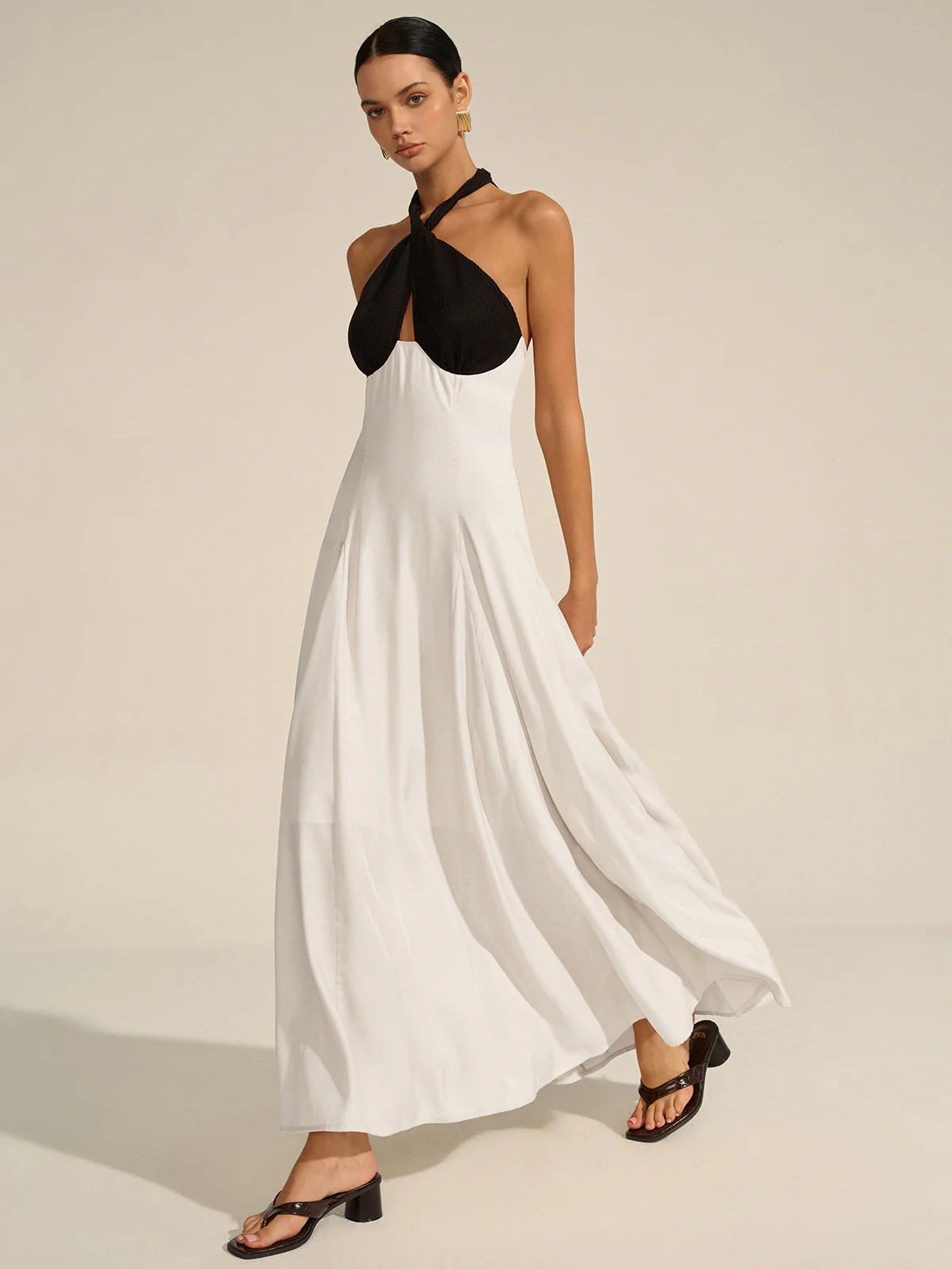 Halter Neck Cut-Out Maxi Dress - Wholesalesil