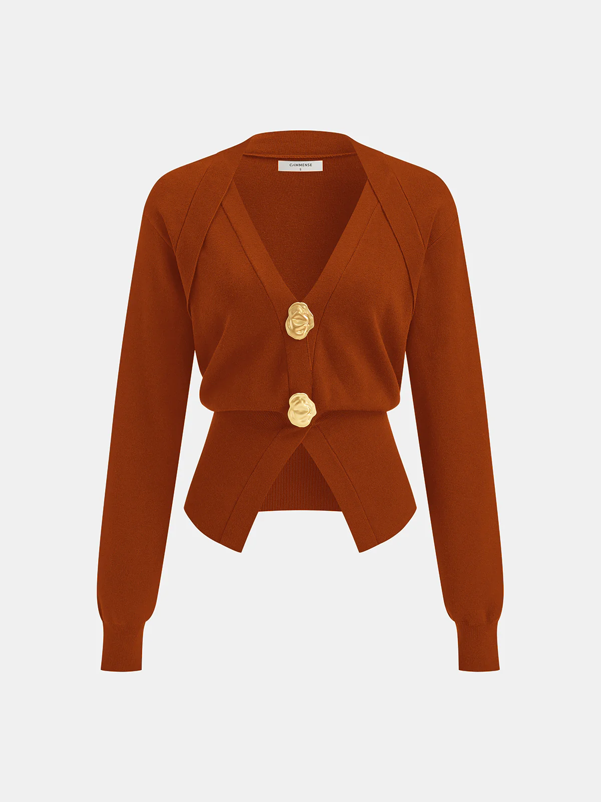 Metal Button V-Neck Knit Cardigan - Wholesalesil