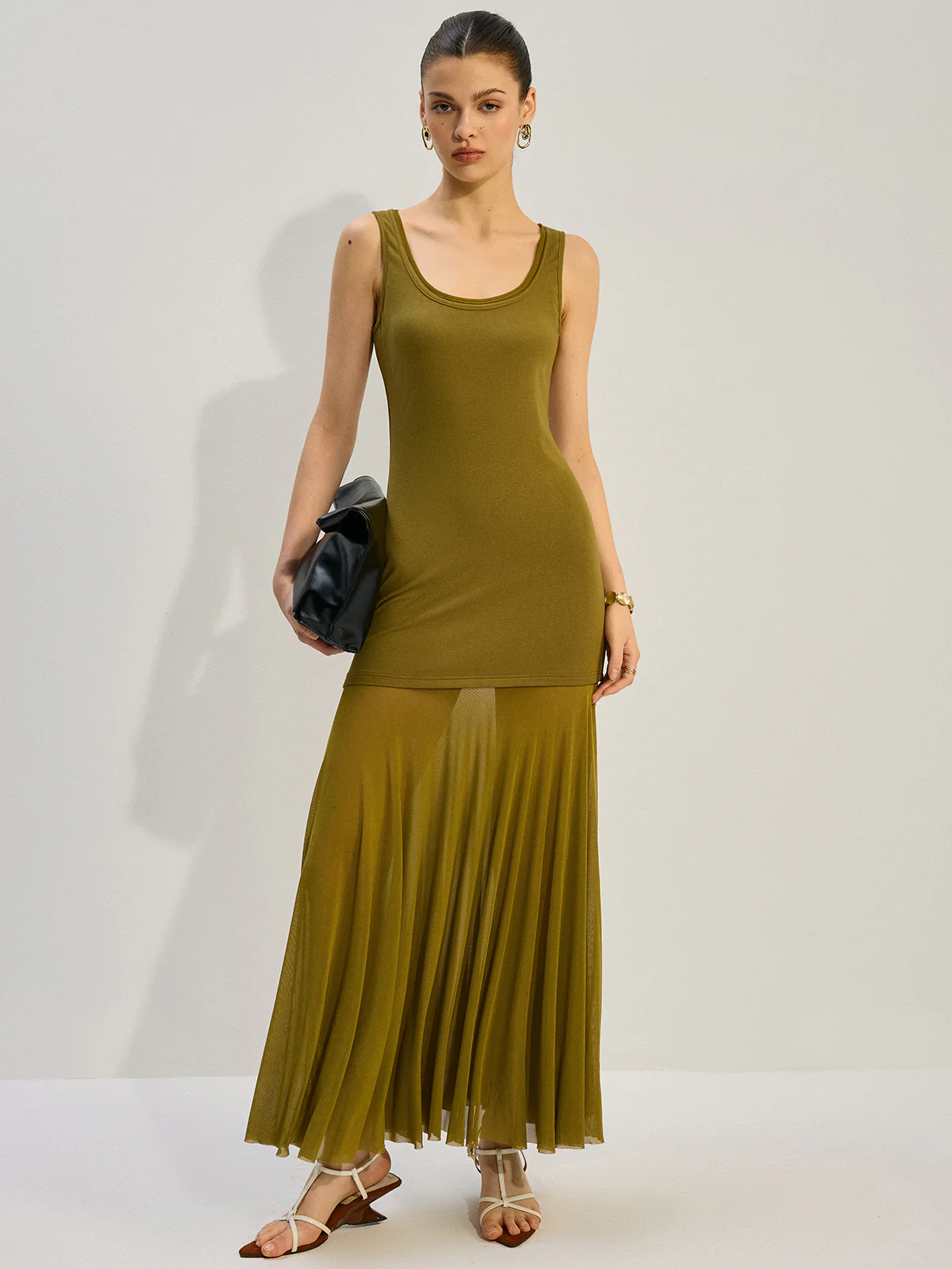 Sleeveless Sheer-Paneled Maxi Dress - Wholesalesil