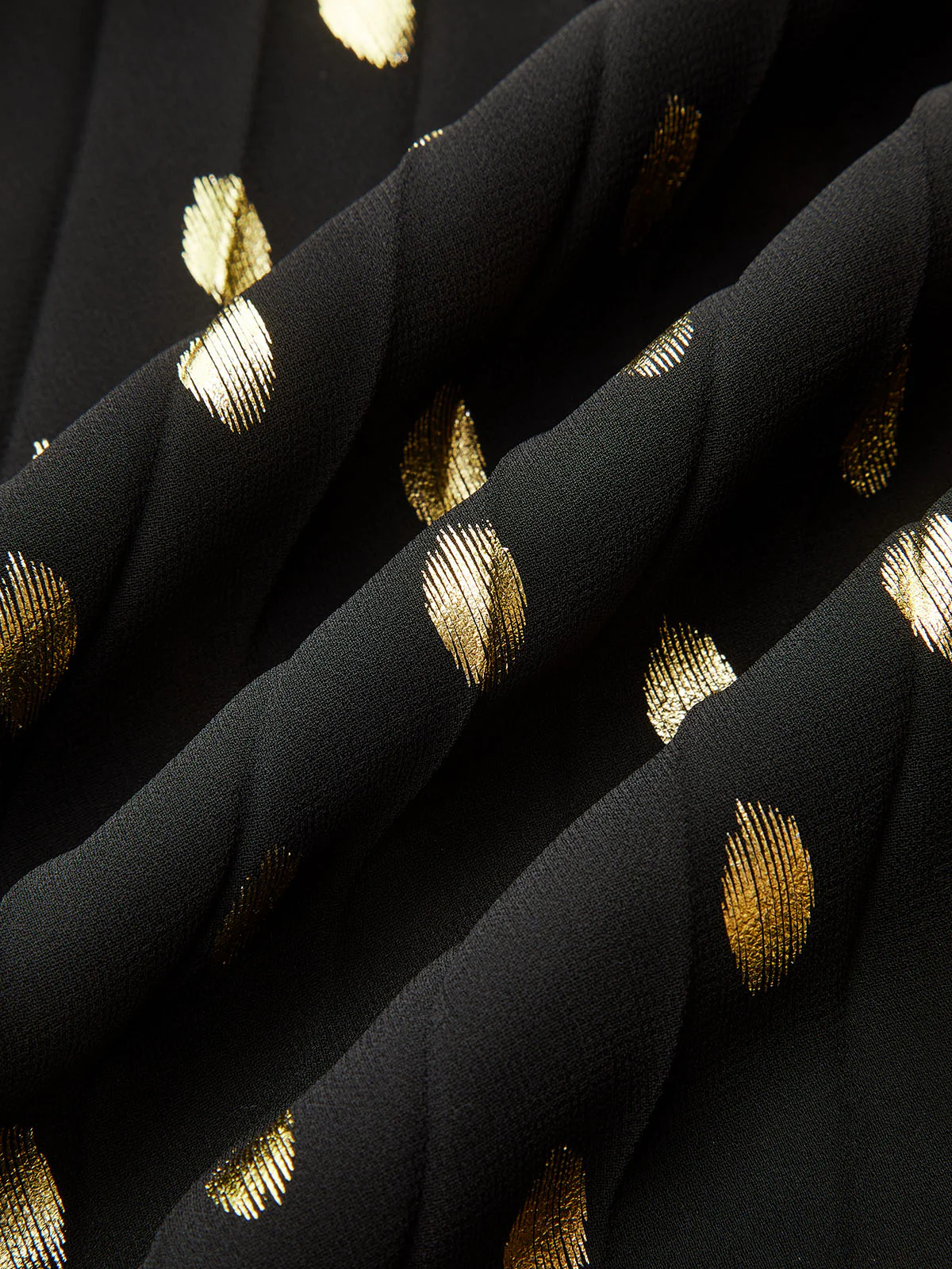 Long Sleeves Foil Spot Print A-Line Maxi Dress - Wholesalesil