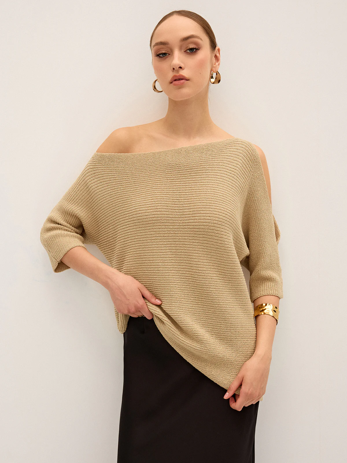 Asymmetric One-Shoulder Knitted Top - Wholesalesil