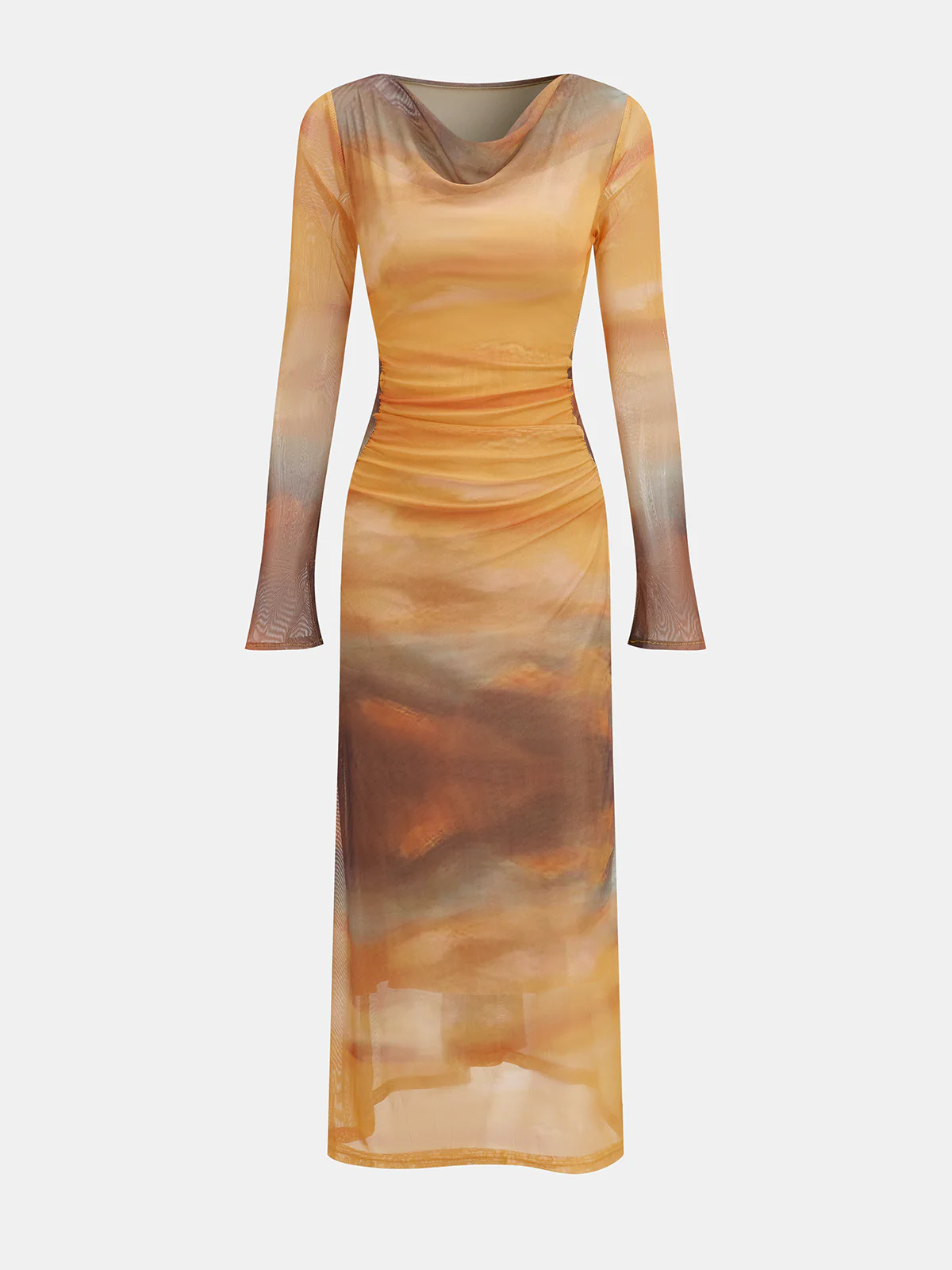 Tie-Dye Sunset-Print Mesh Midi Dress - Wholesalesil