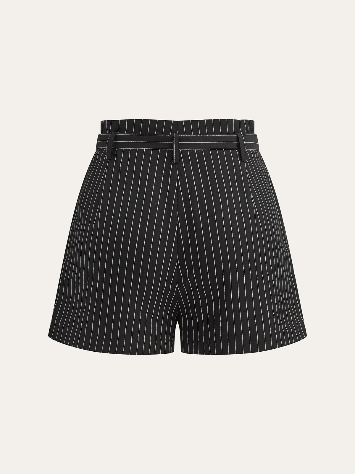 Belted Striped Shorts - Wholesalesil