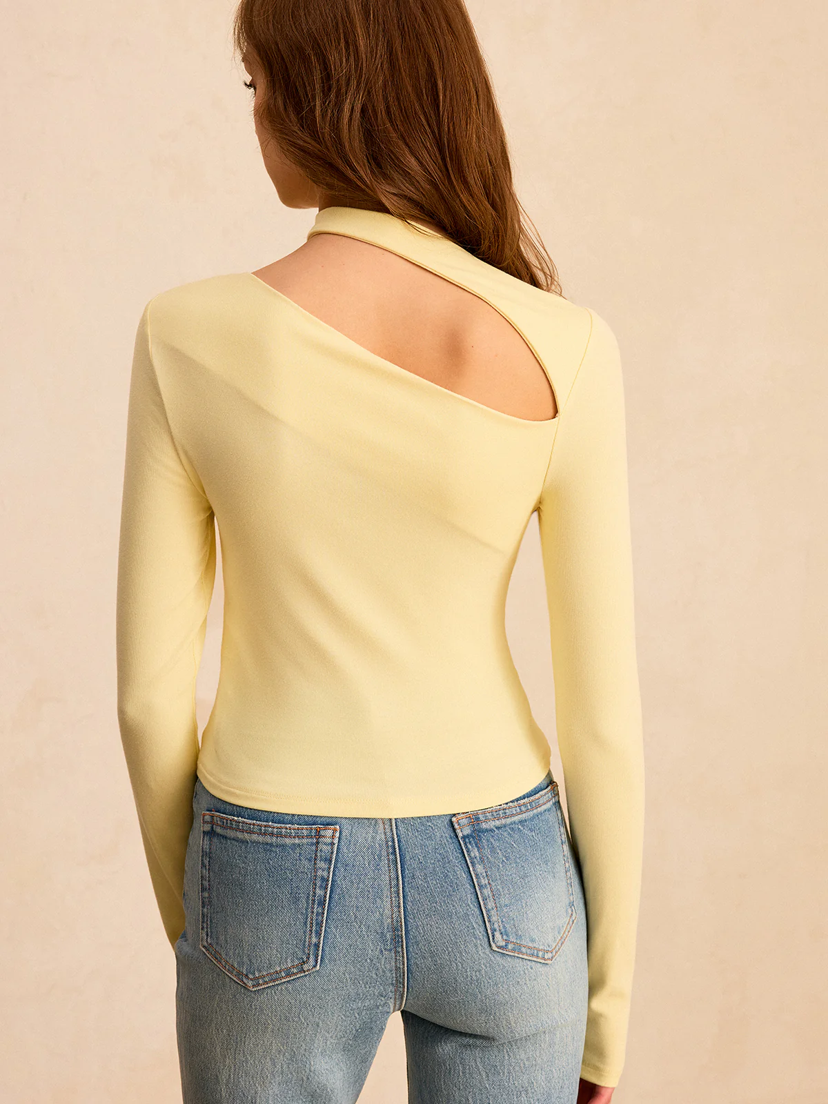 Asymmetric Cut-Out Ruched Long Sleeve Blouse - Wholesalesil