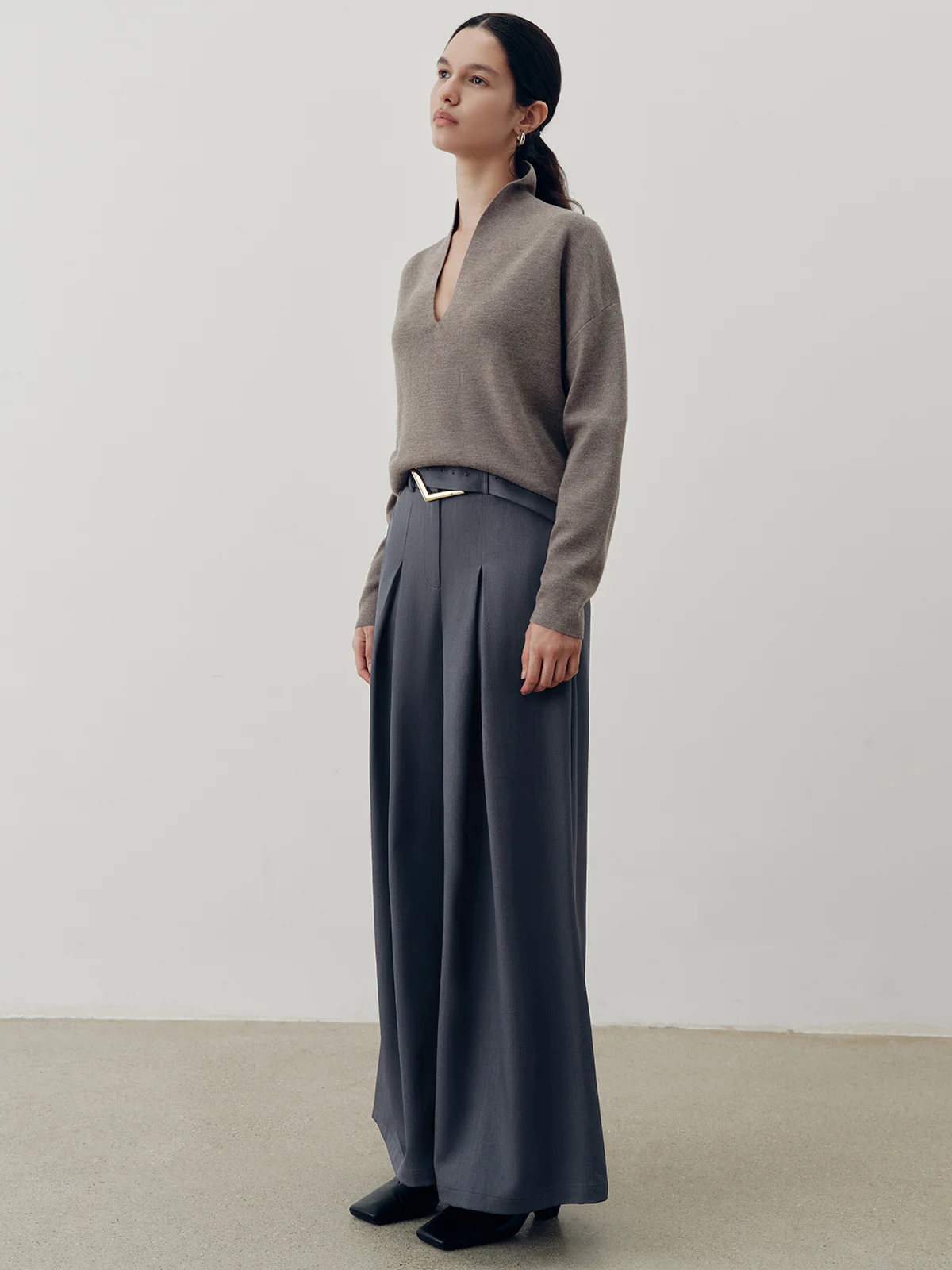 Belted Casual High-Waisted Wide-Leg Pants - Wholesalesil