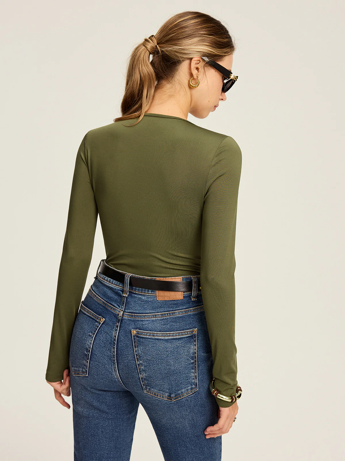 Cut-Out Twist Long Sleeve Blouse - Wholesalesil