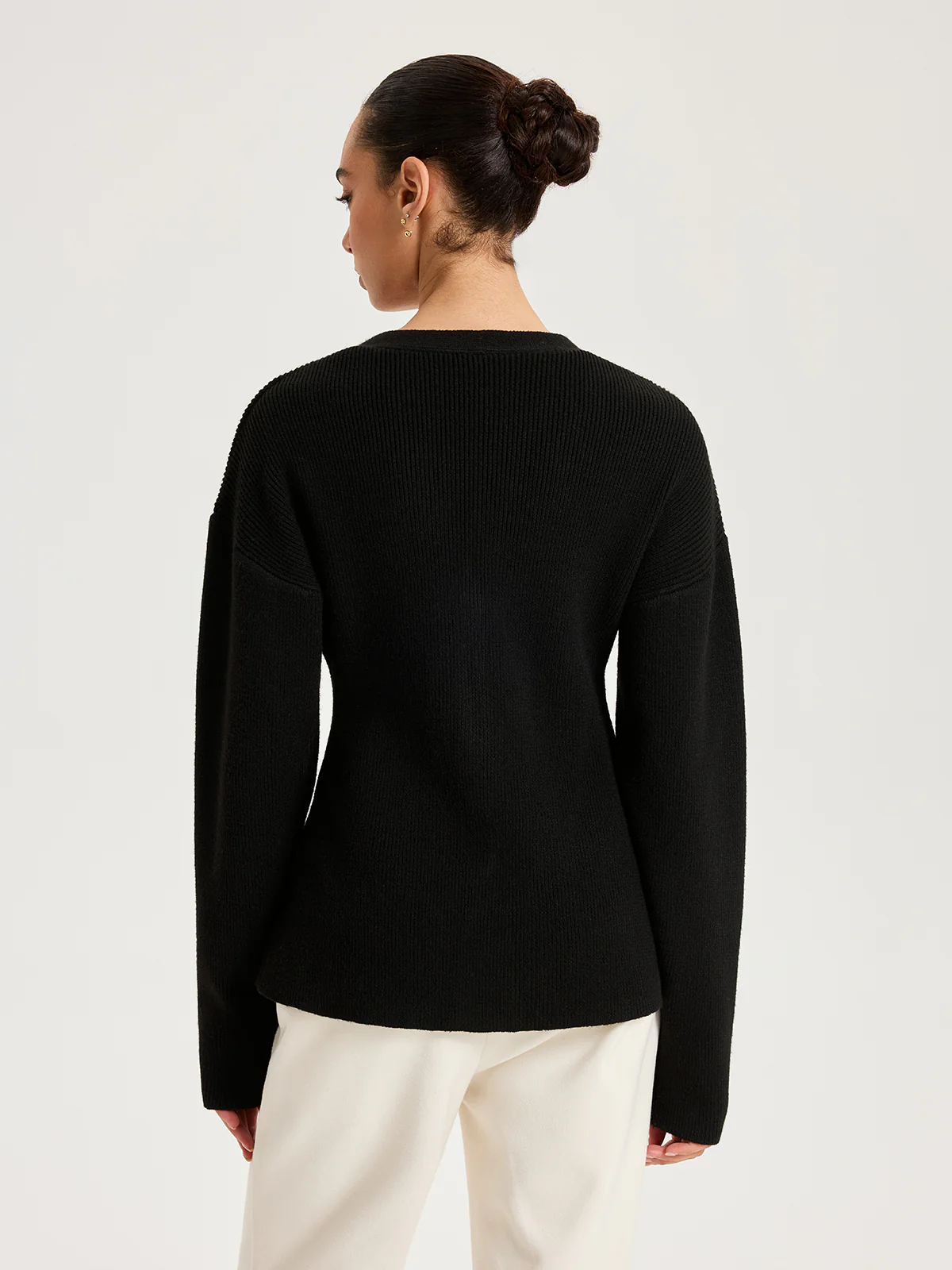 Wool-Blend V-Neck Button Cardigan - Wholesalesil