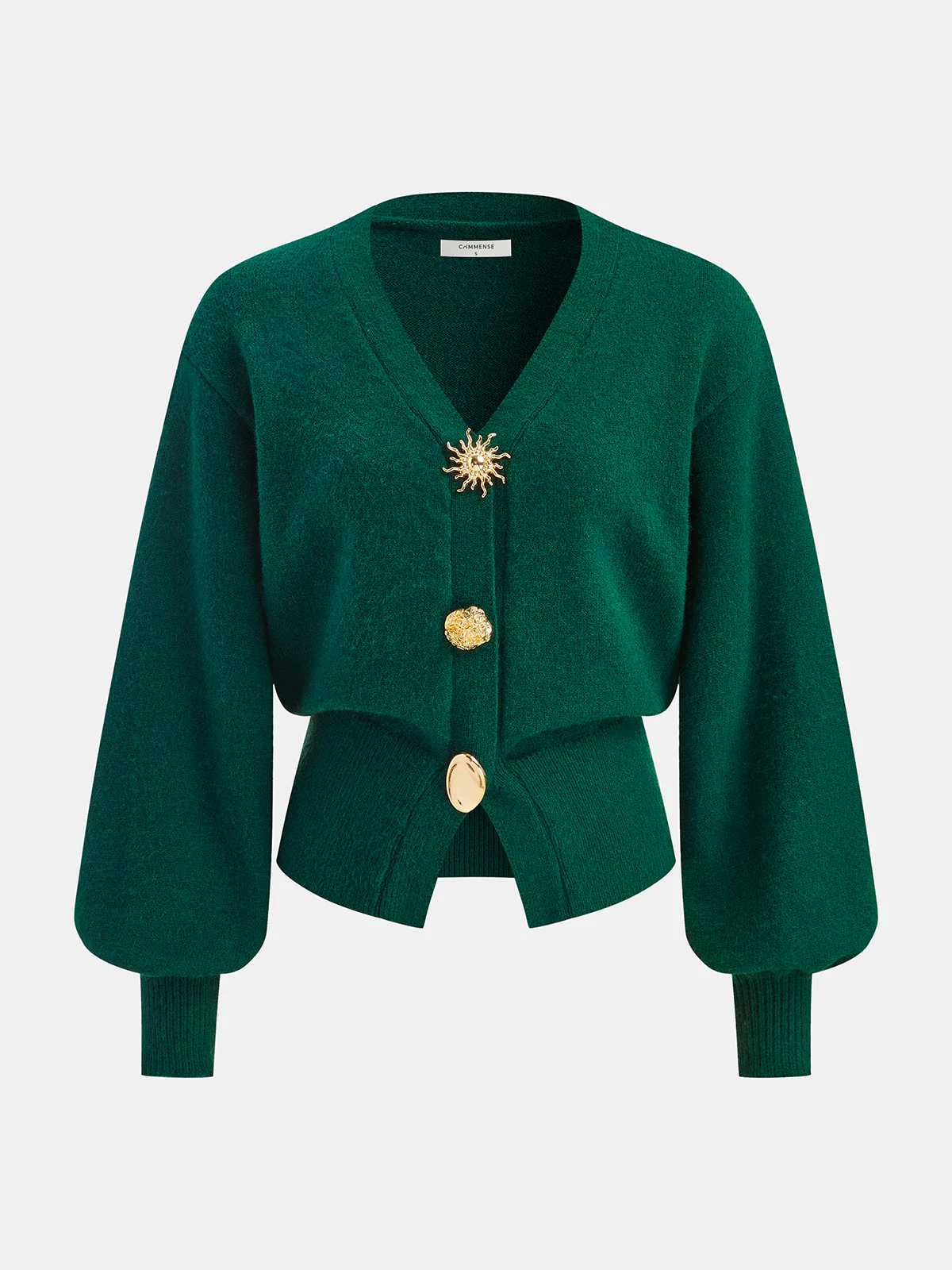 Metal Detail V-Neck Cardigan - Wholesalesil