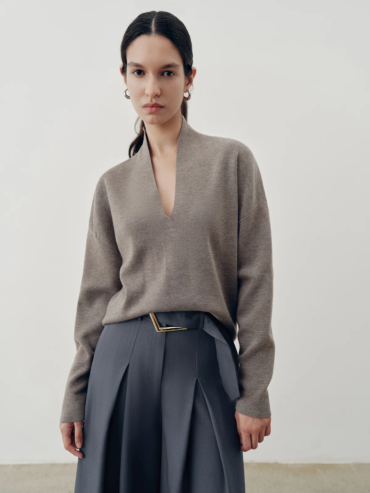 Belted Casual High-Waisted Wide-Leg Pants - Wholesalesil