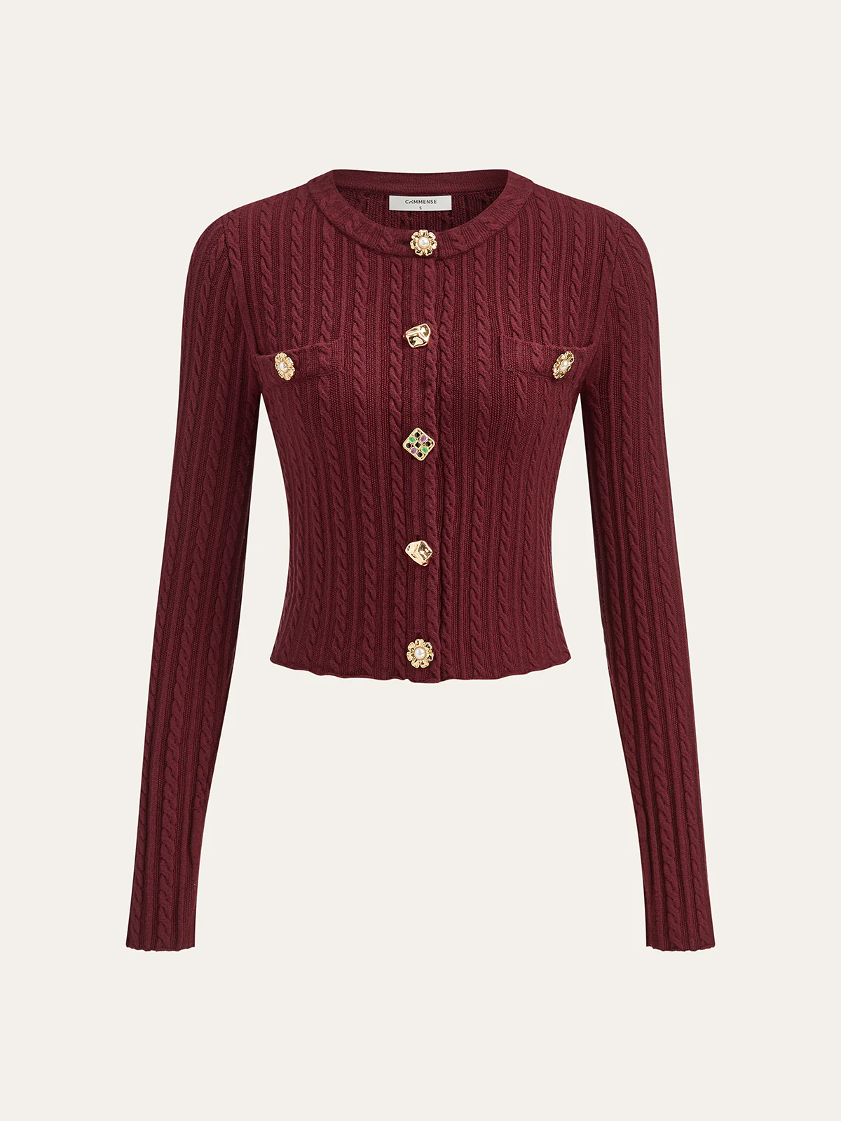 Metal Detail Cable Knit Cardigan - Wholesalesil