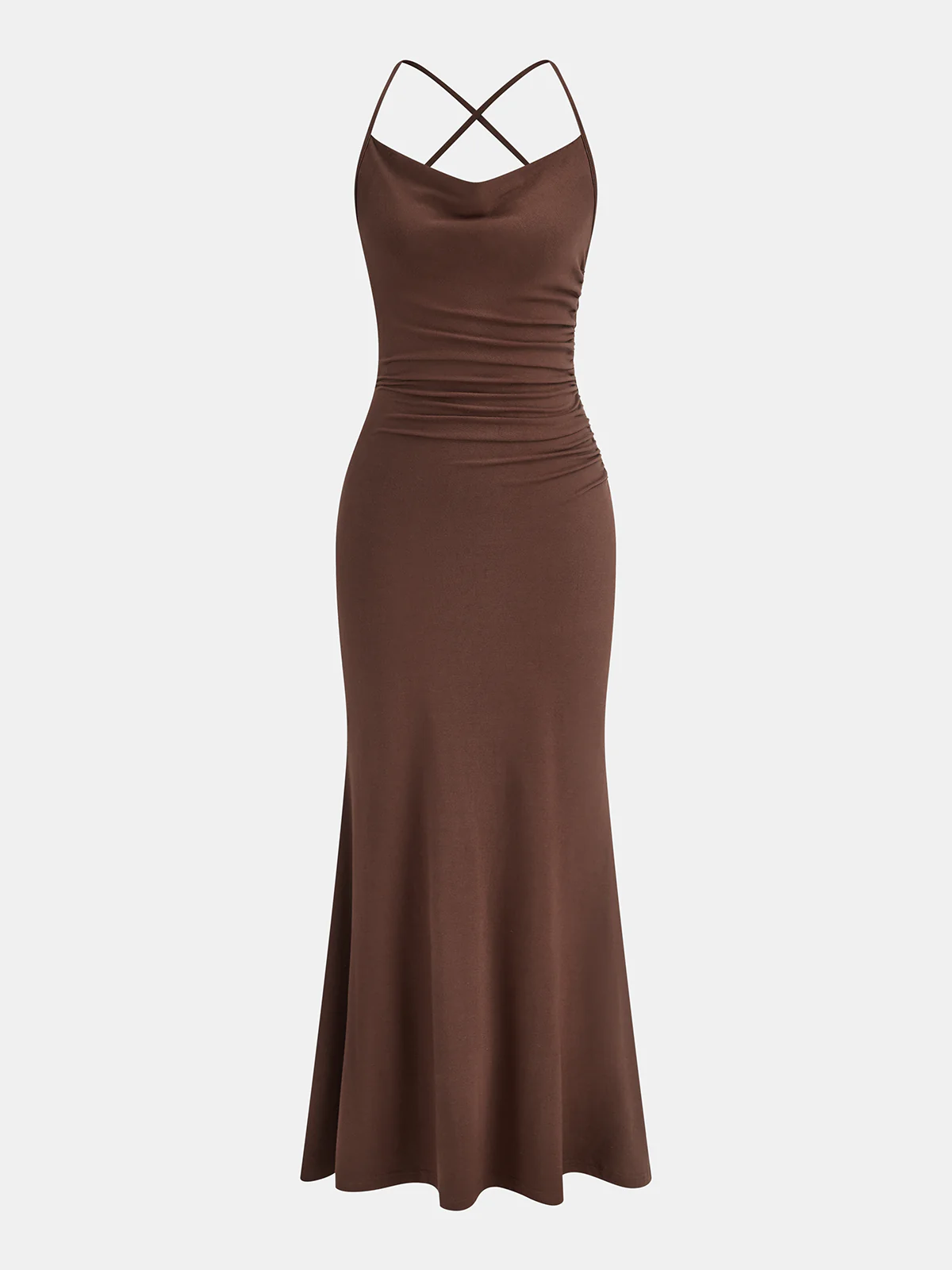 Crisscross Strap Lace-Back Mermaid Maxi Dress - Wholesalesil