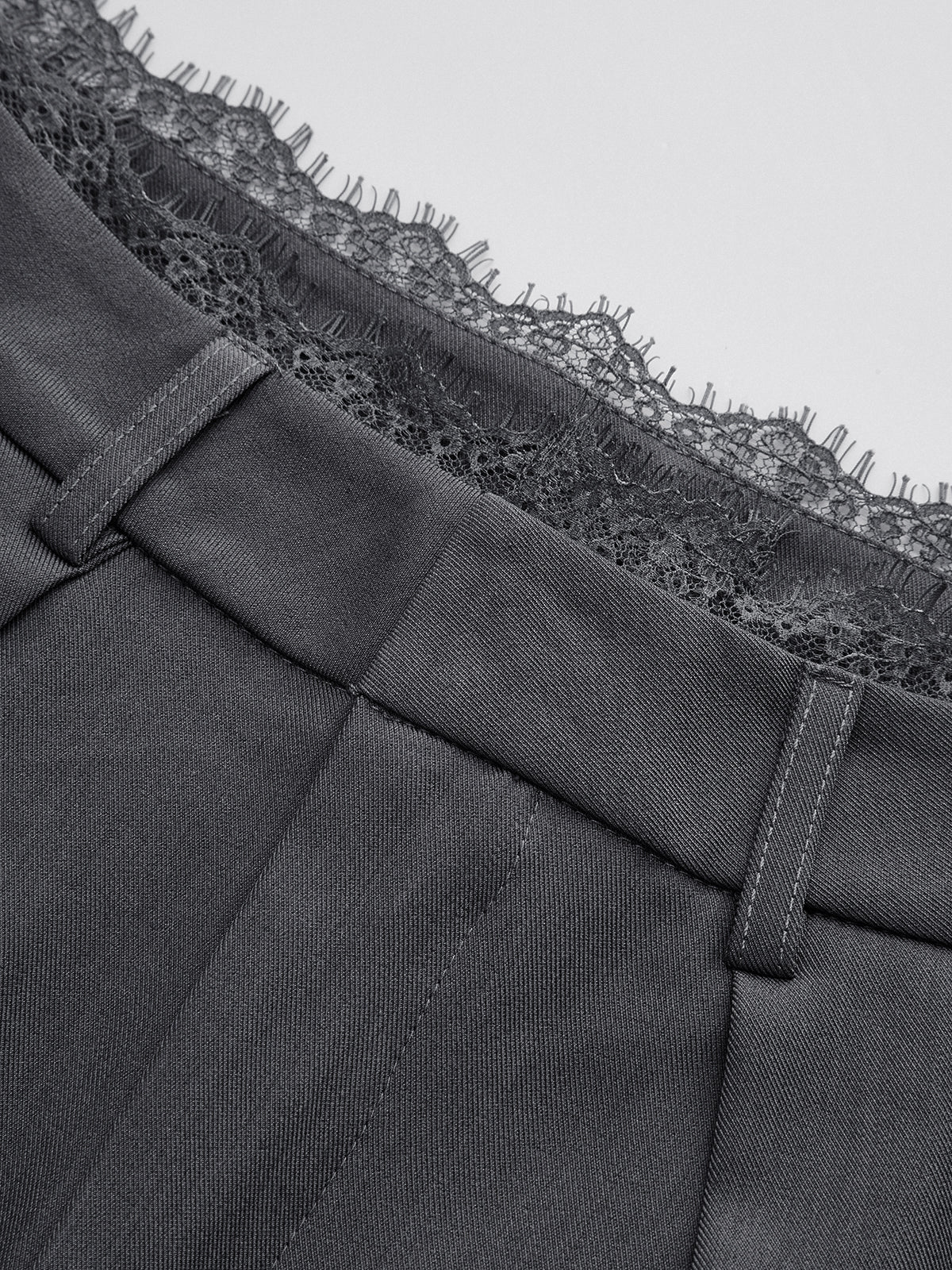 High-Waist Lace Trim Wide-Leg Pants - Wholesalesil