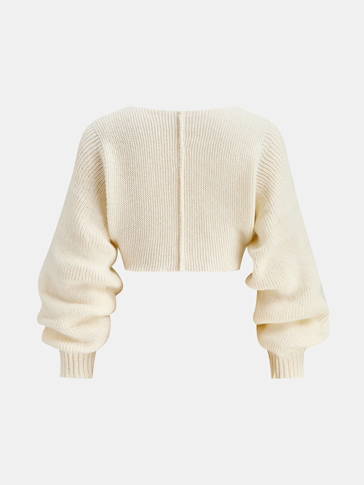 V-Neck Long-Sleeve Cropped Sweater - Wholesalesil