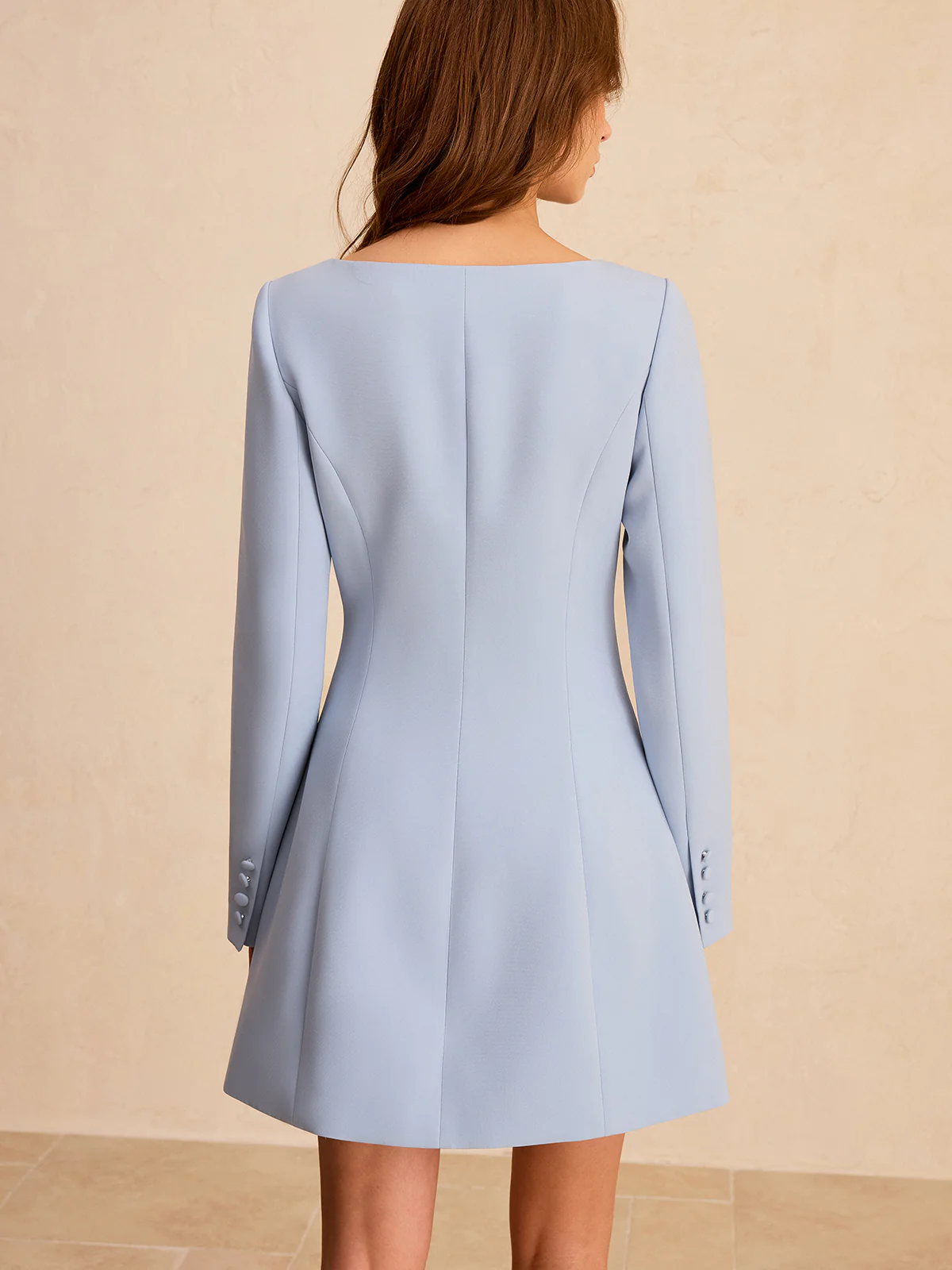 Long Sleeve Fitted A-Line Dress - Wholesalesil