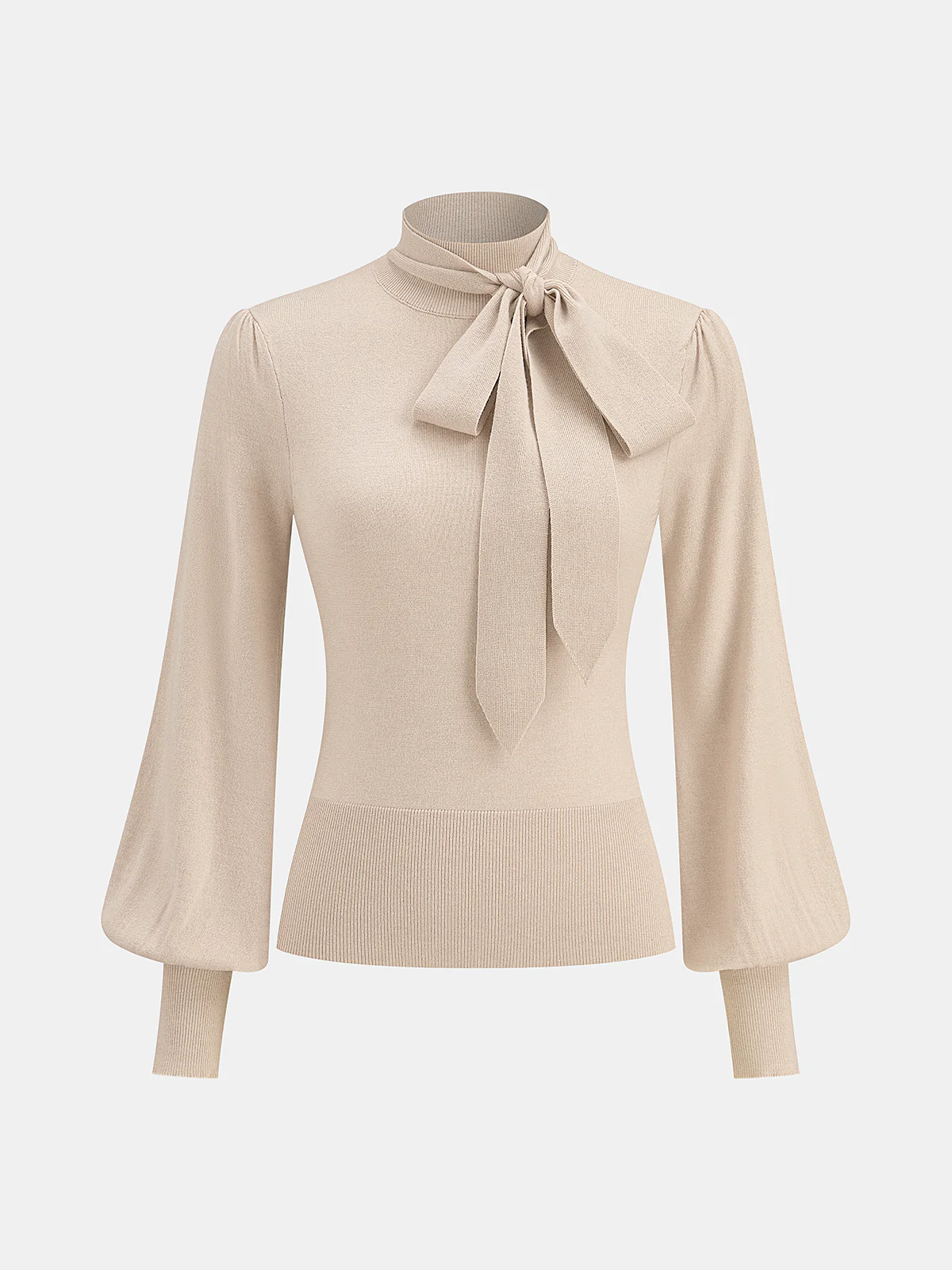 Bow Tie Neck Wool Blend Sweater - Wholesalesil