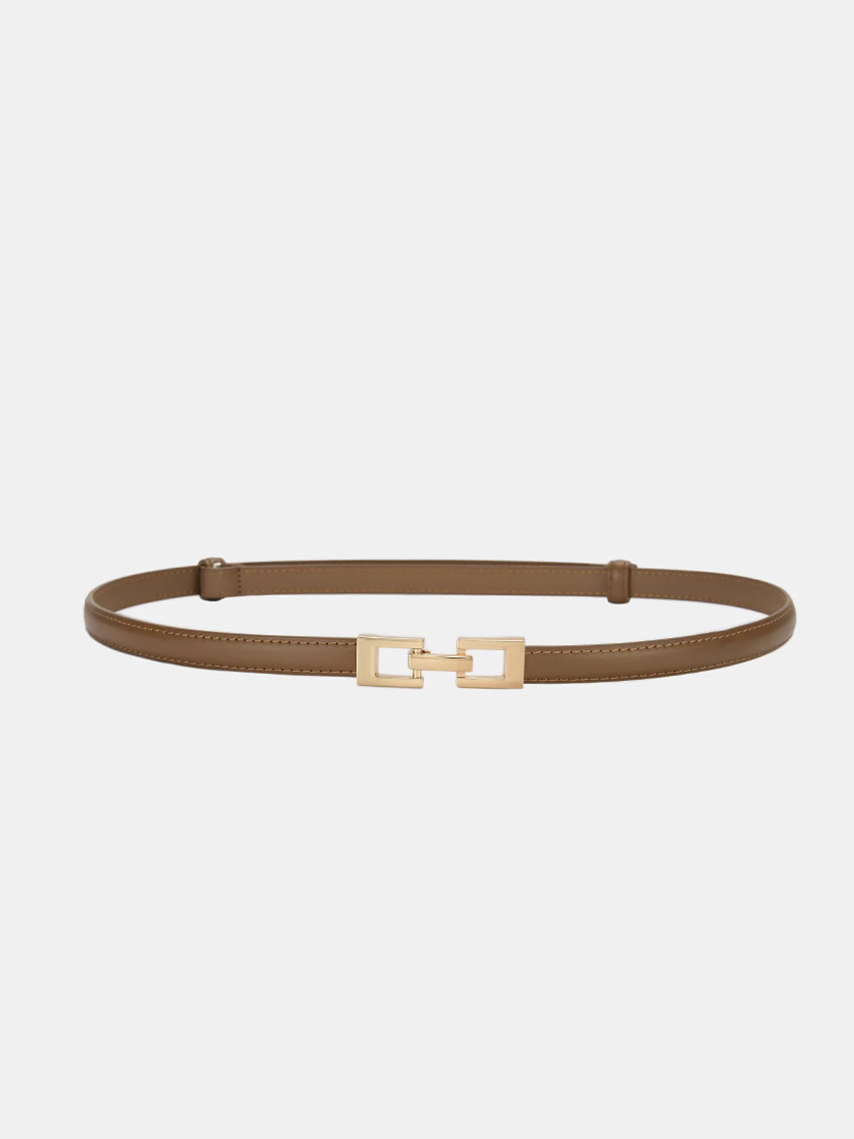 Square Buckle Slim Leather Belt - Wholesalesil