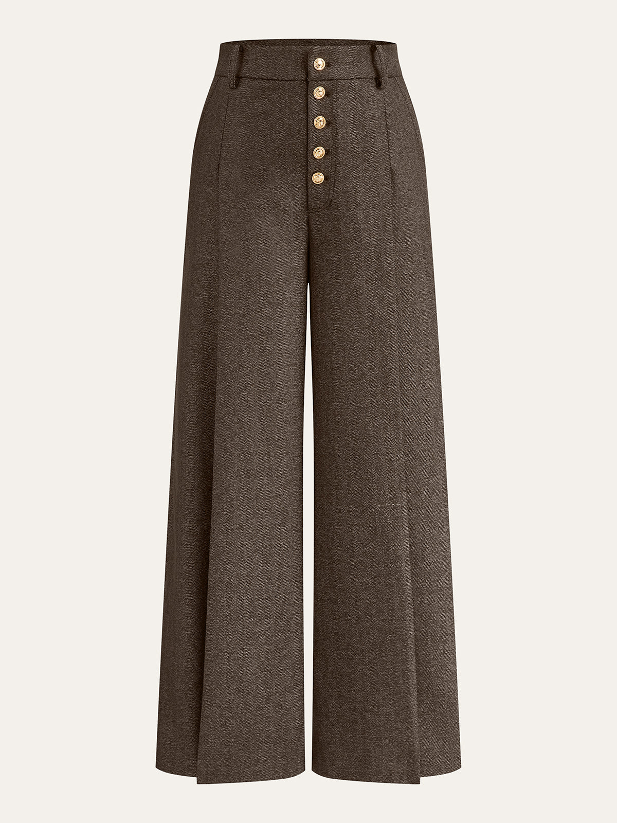 High-Waisted Button-Front Wide-Leg Pants - Wholesalesil