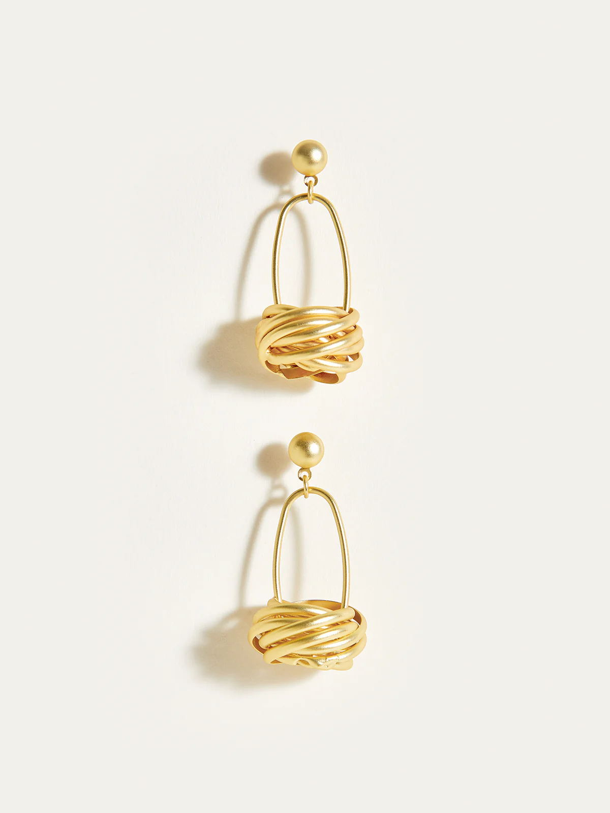 Golden Basket Drop Earrings - Wholesalesil