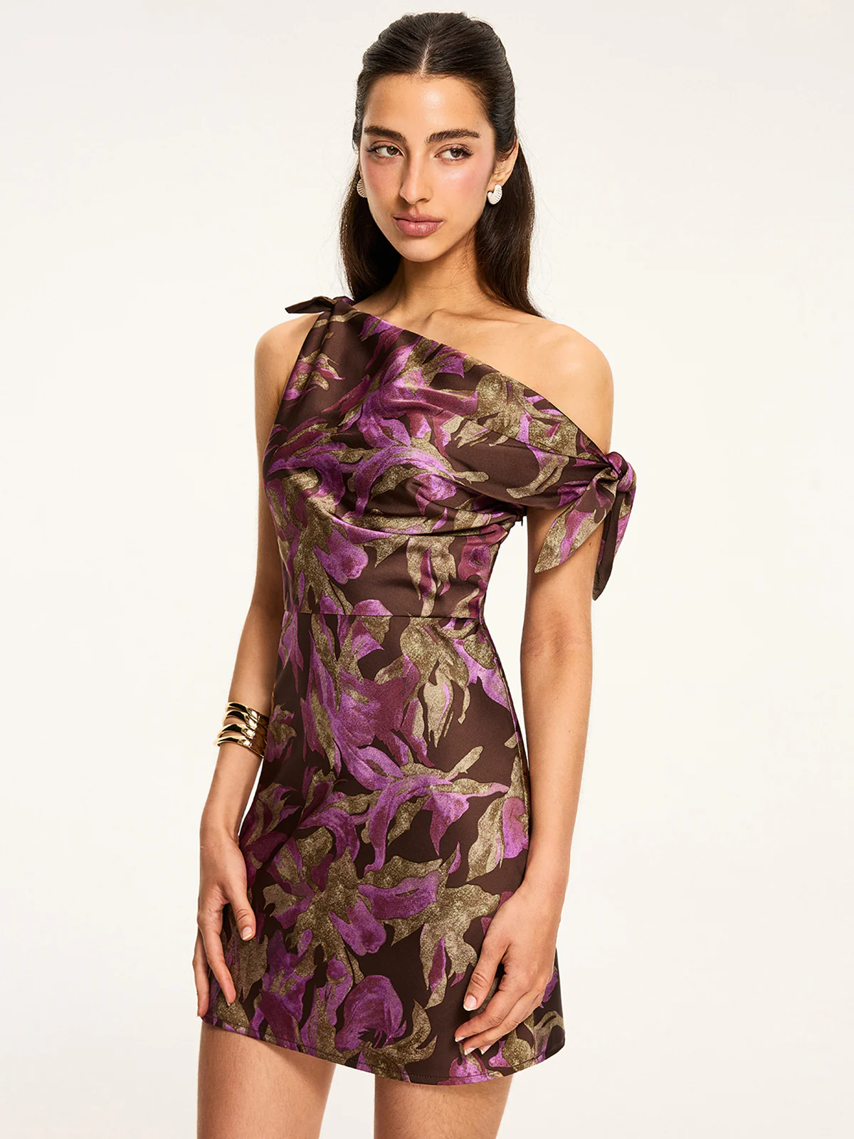 Floral Print Off-Shoulder Mini Dress - Wholesalesil