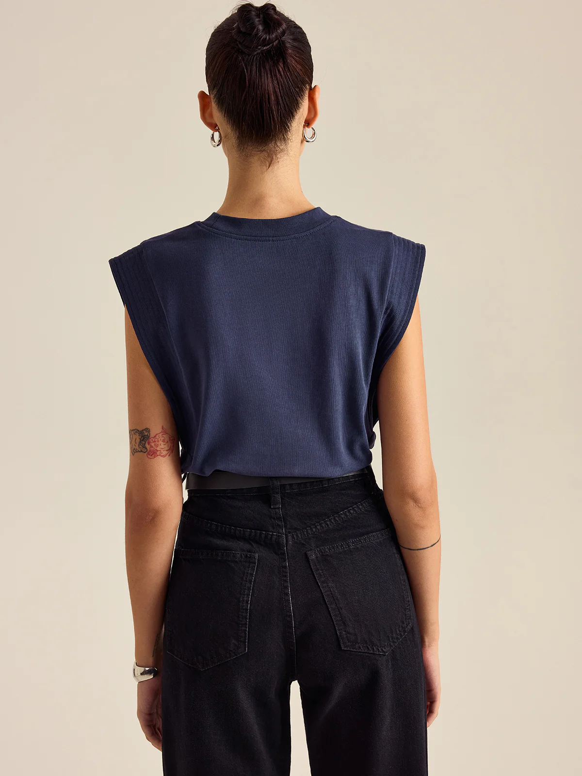 Cotton Crew Neck Sleeveless Top - Wholesalesil