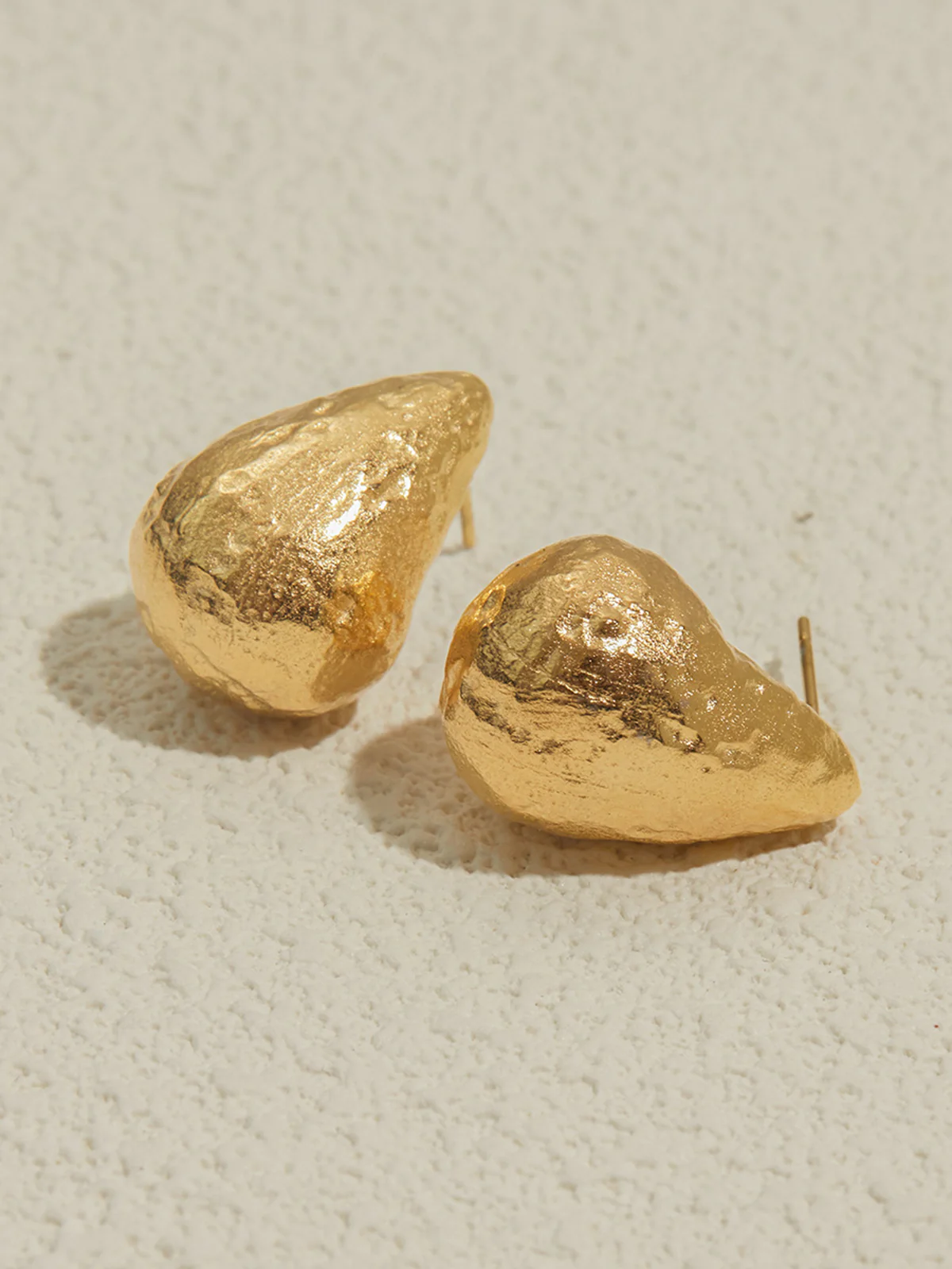 Gold-Tone Textured Teardrop Stud Earrings - Wholesalesil