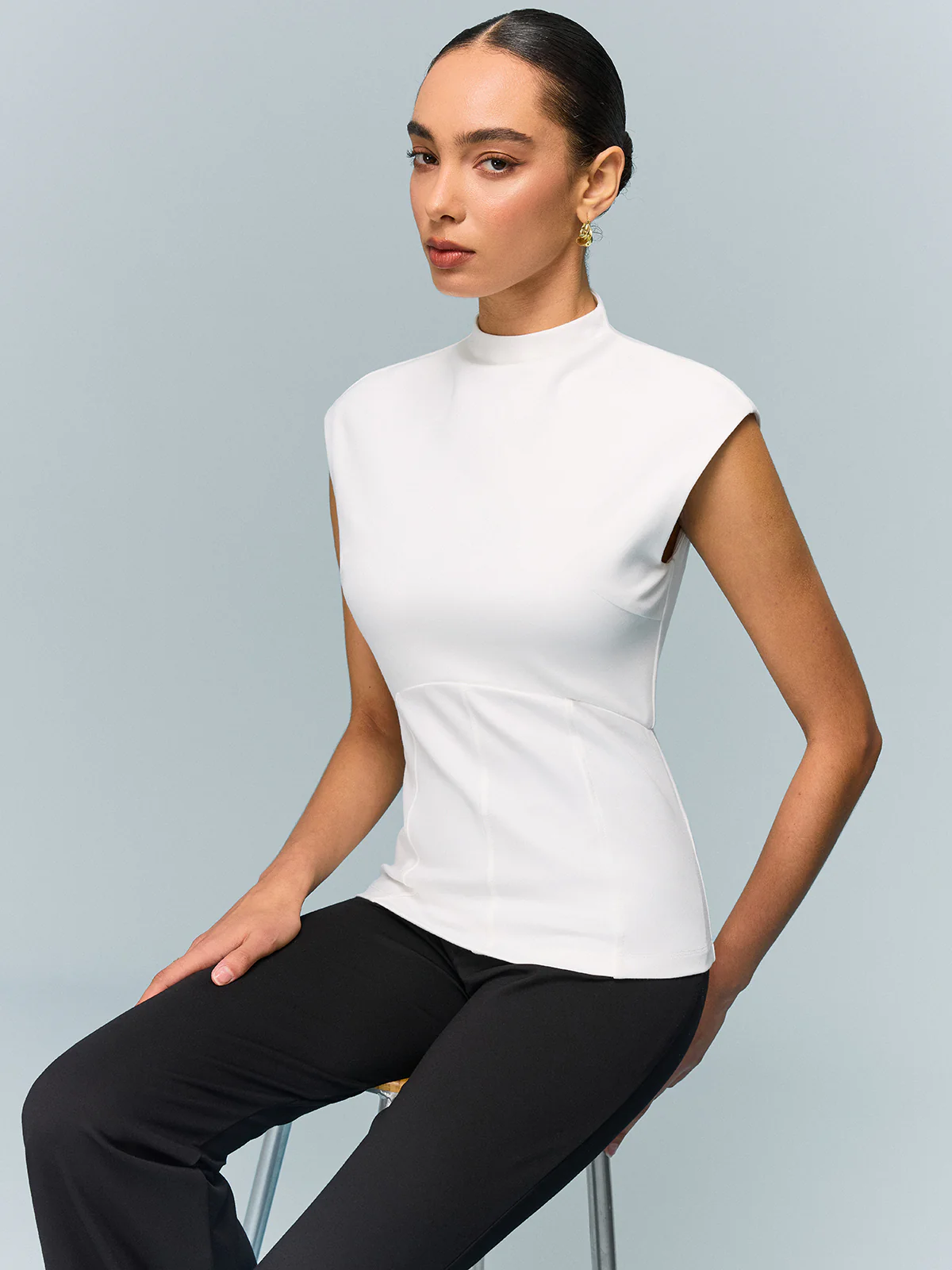 Mock Neck Corset Top - Wholesalesil