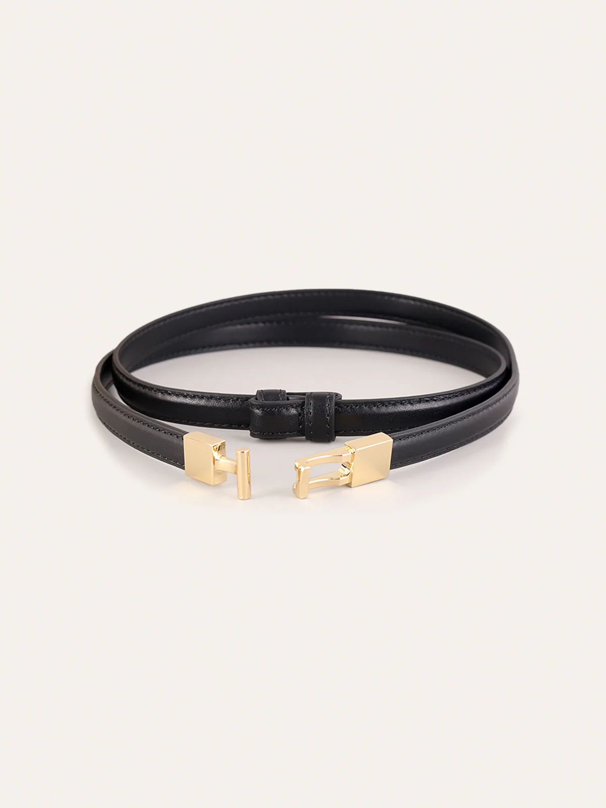 Alloy Buckle Leather Thin Belt - Wholesalesil