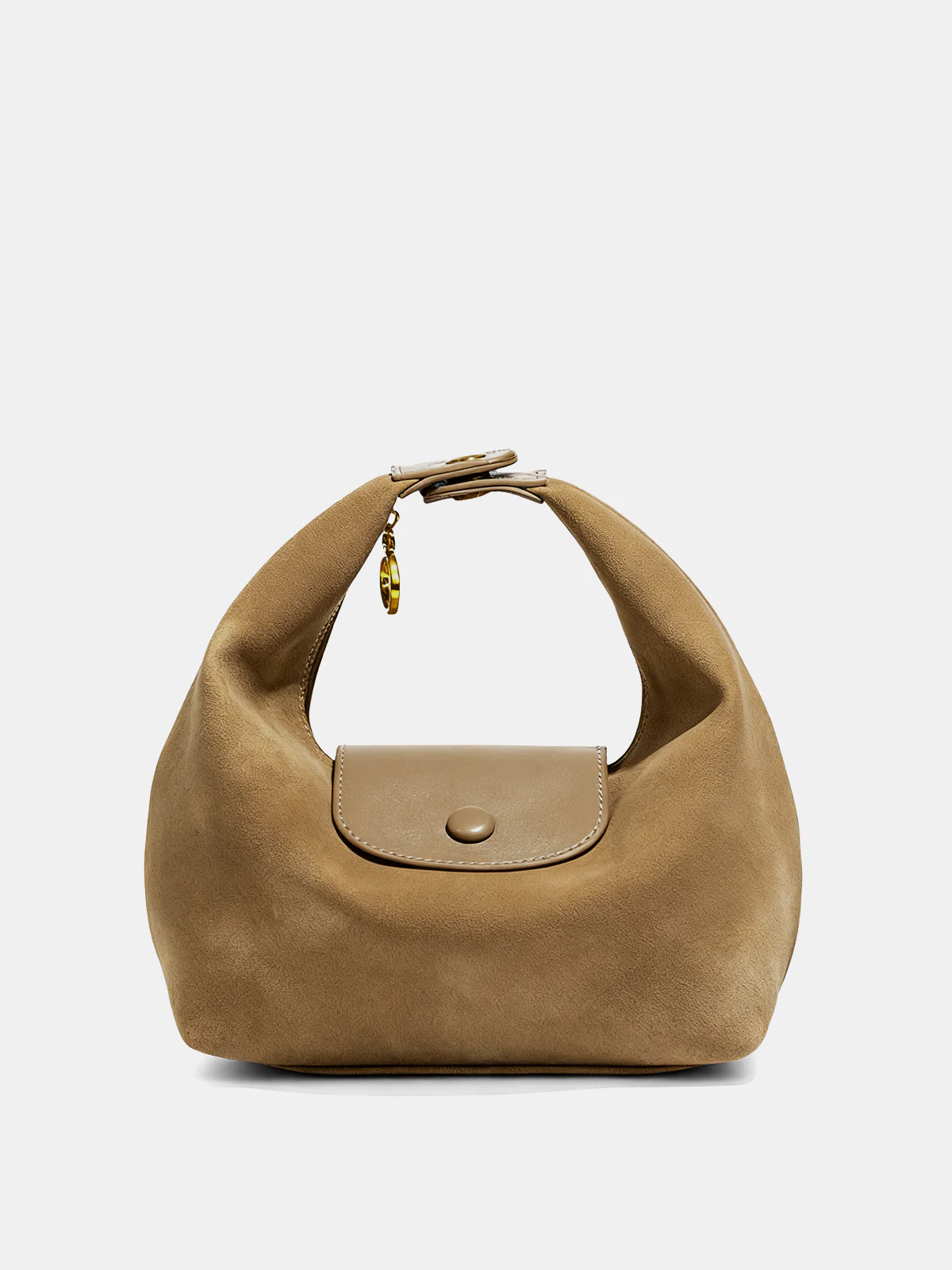 Faux Suede Flap Hobo Bag - Wholesalesil