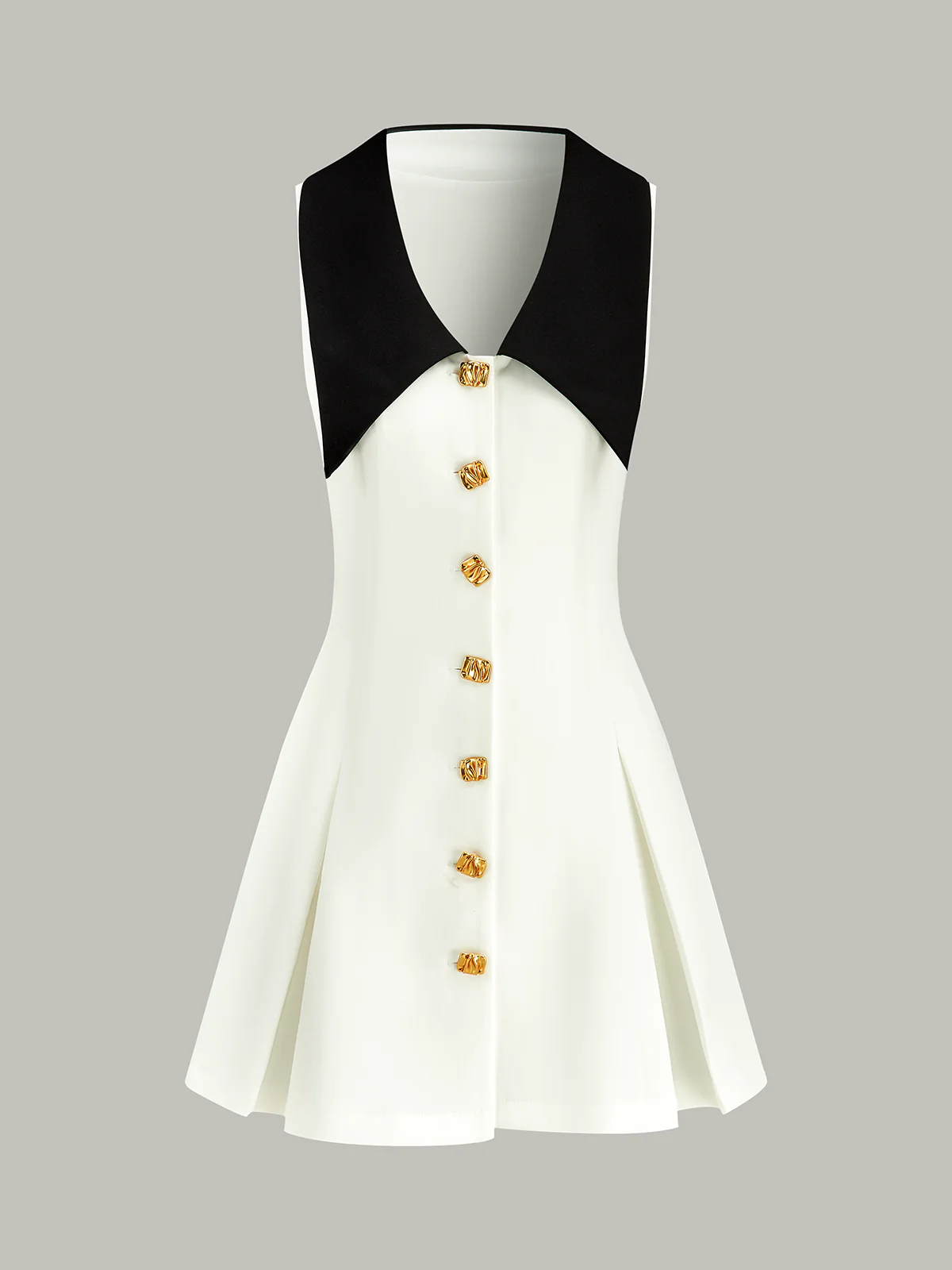 Golden Button Colorblock Midi Dress - Wholesalesil