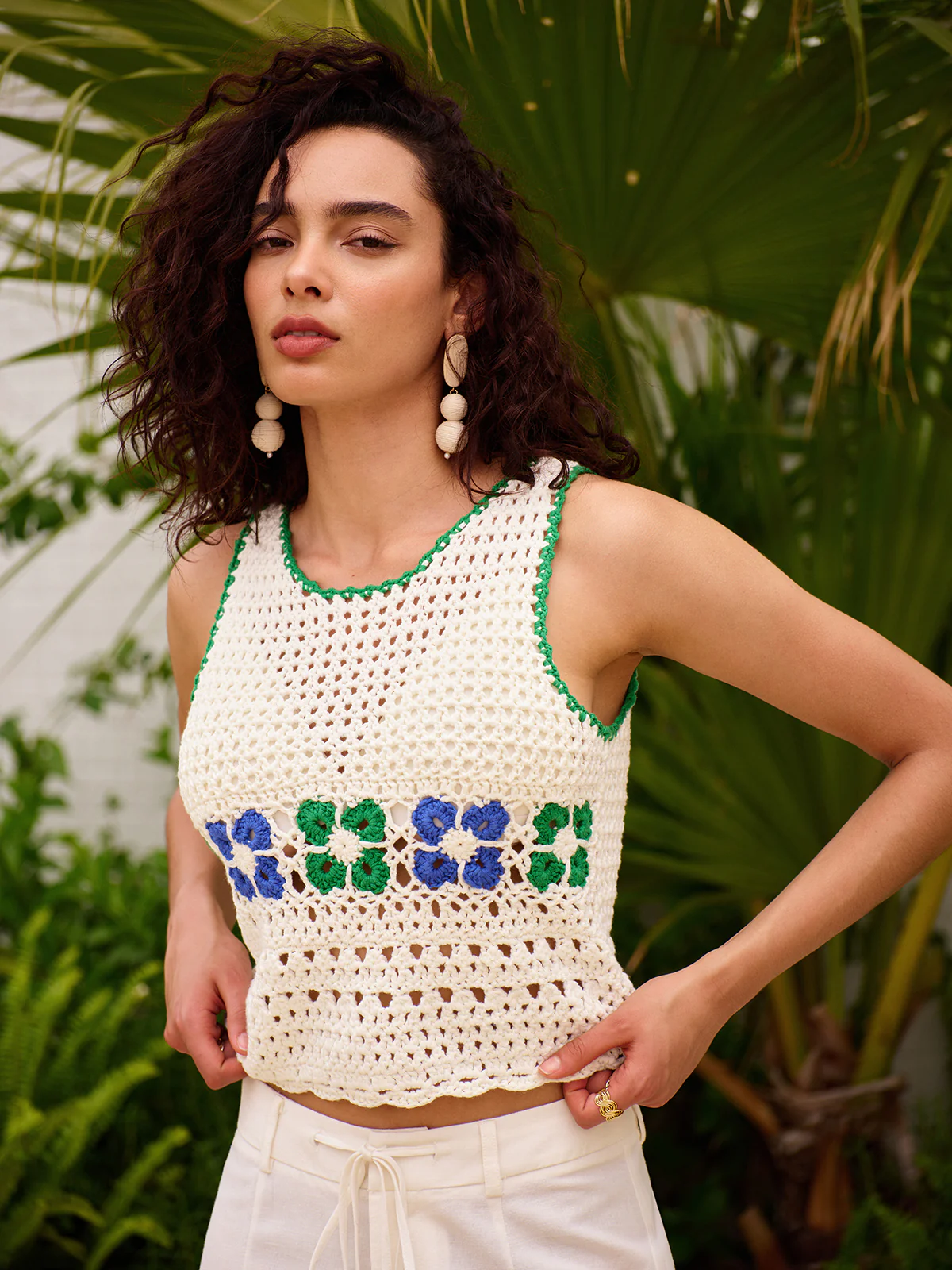 Floral Crochet Sweater Vest - Wholesalesil