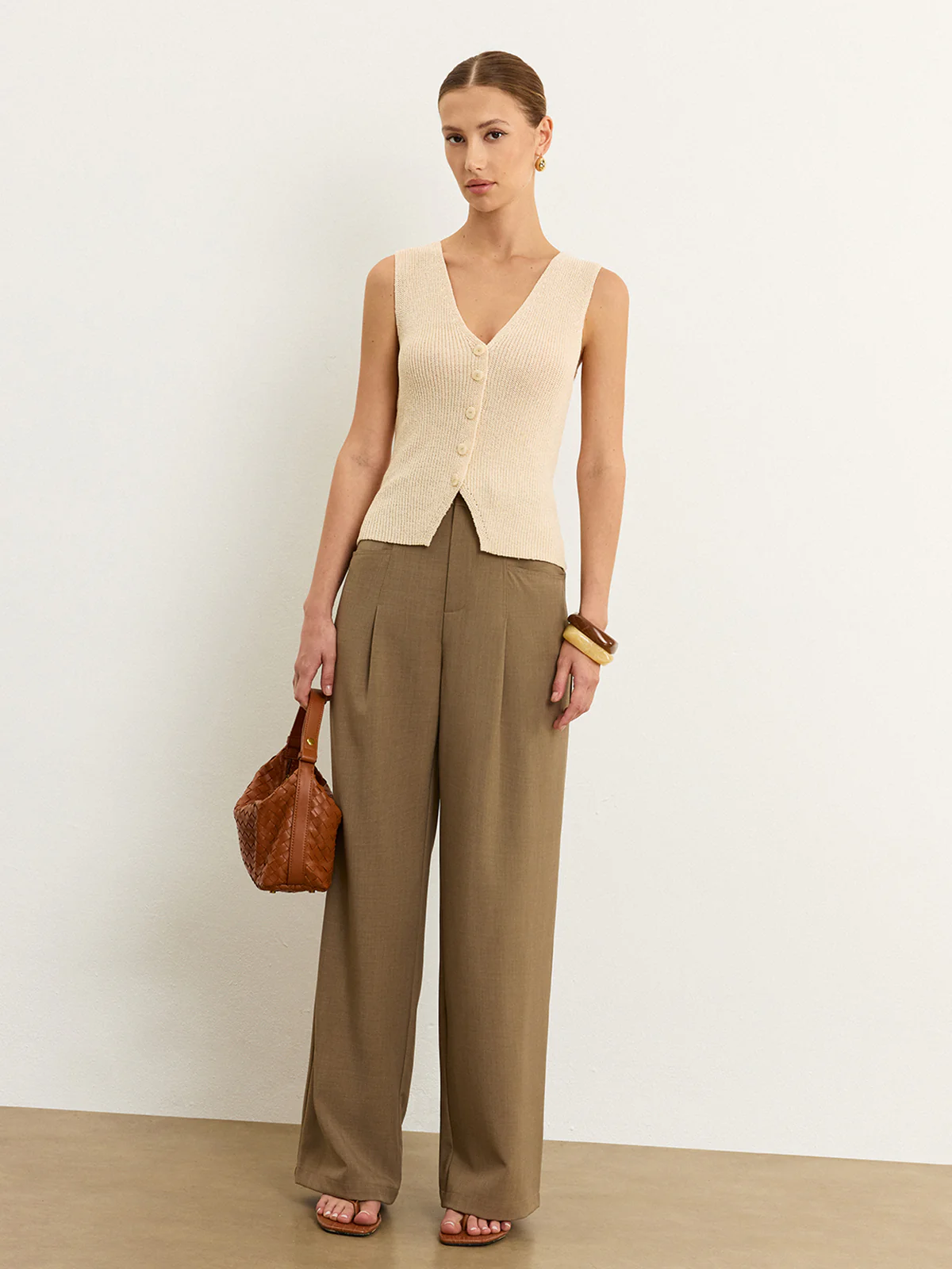 Knit Button-Front Vest - Wholesalesil