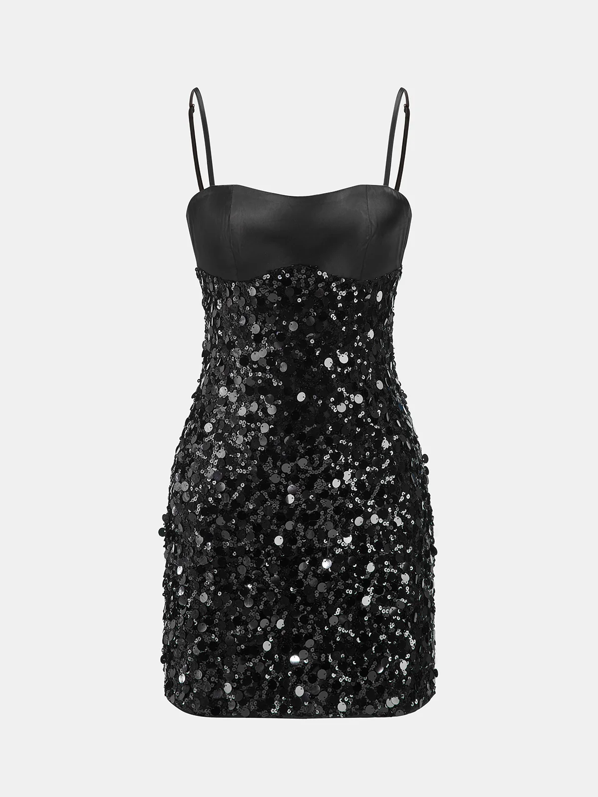 Satin Panel Sequin Cami Mini Dress - Wholesalesil