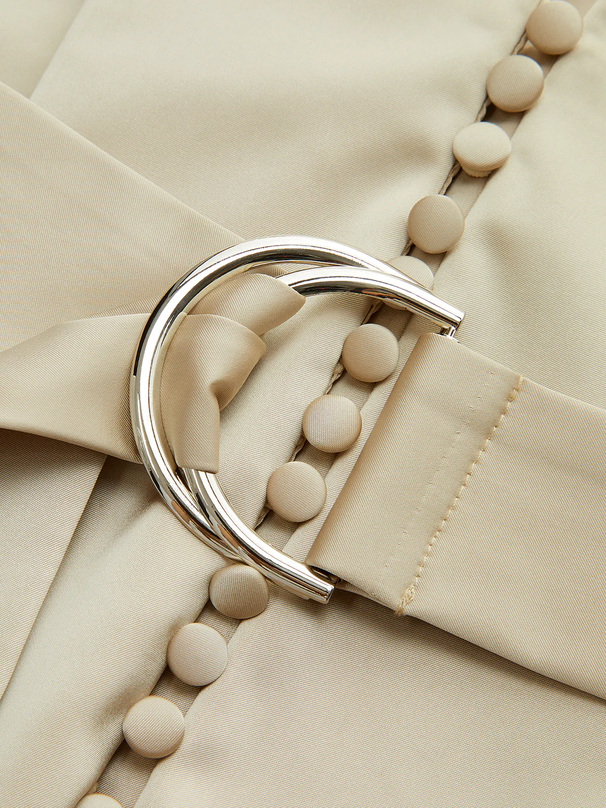 Belted Volume-Sleeve Jacket with Cloth Button - Wholesalesil