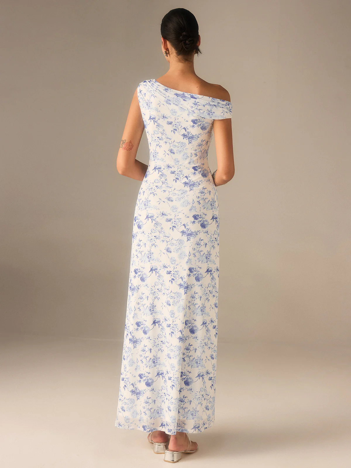 Floral Asymmetrical Drop Shoulder Maxi Dress - Wholesalesil