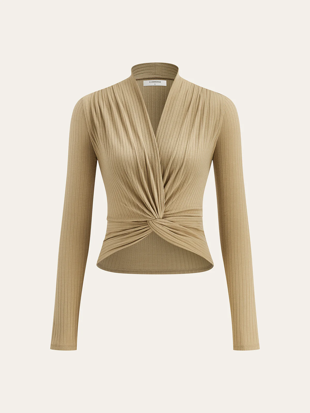 Ribbed Twist Front Long Sleeve Knit Top - Wholesalesil