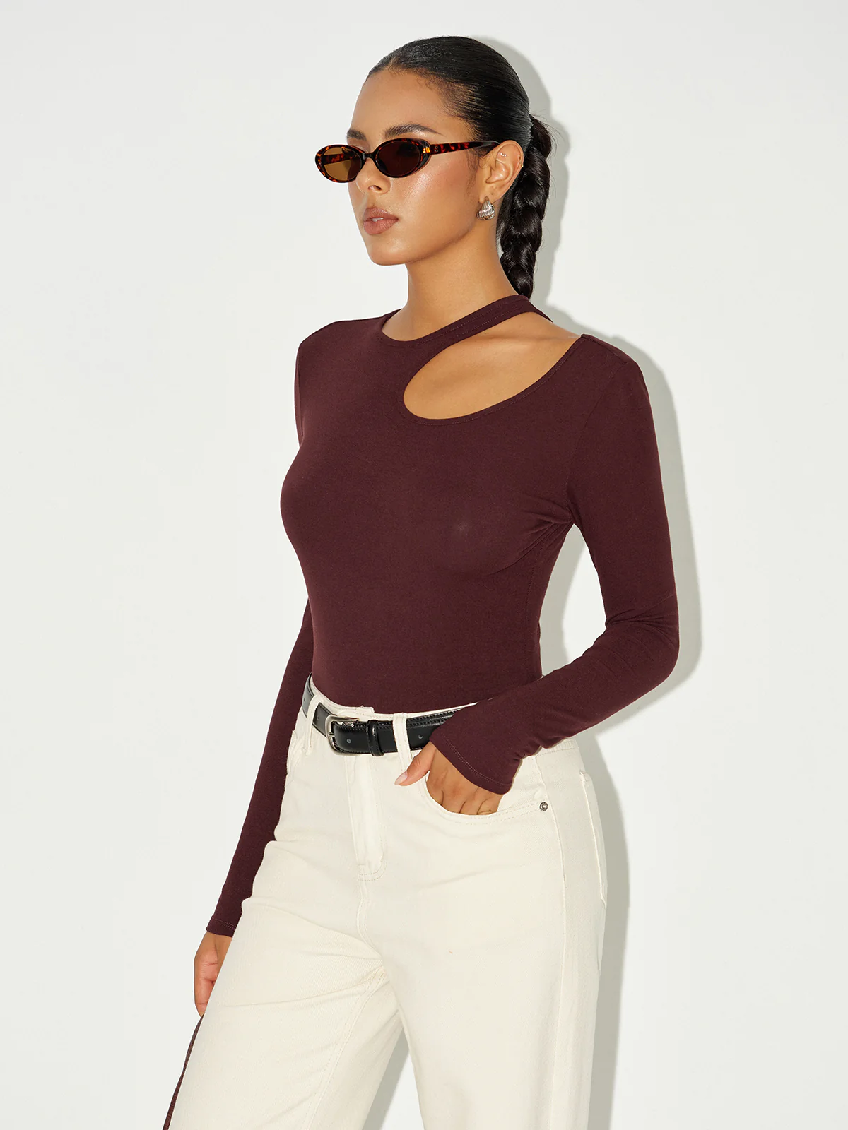 Long Sleeve Cut-Out Bodysuit - Wholesalesil