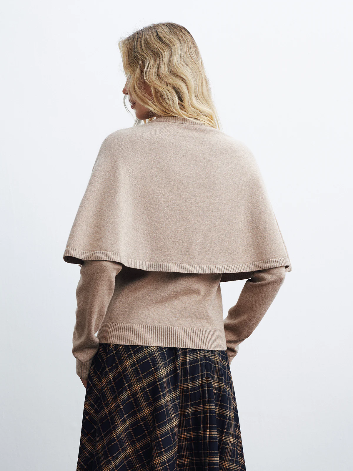 Layered Cape-Style Cardigan - Wholesalesil