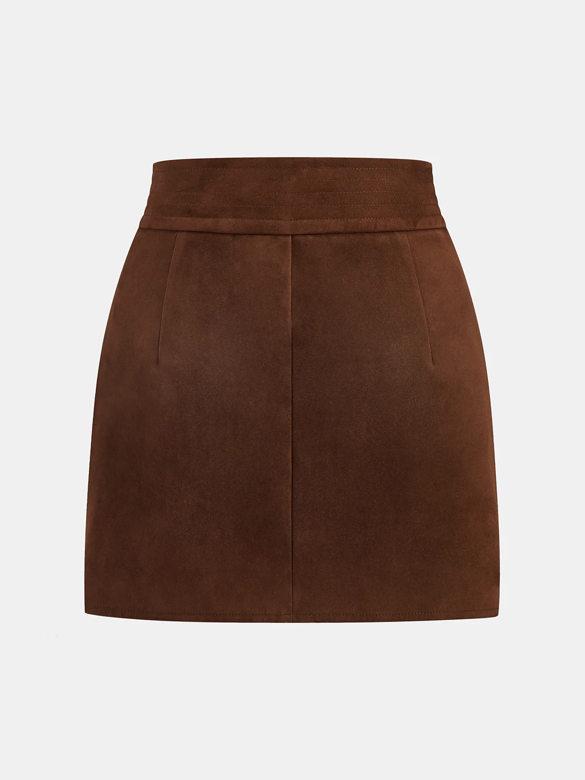 Asymmetric Pleated Suede Effect Mini Skirt - Wholesalesil