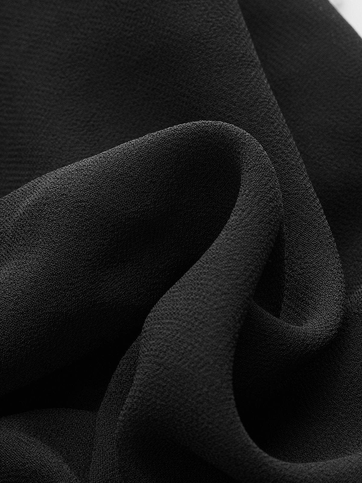 Velvet-Cinched V-Neck Chiffon Paneled Cropped Blouse - Wholesalesil