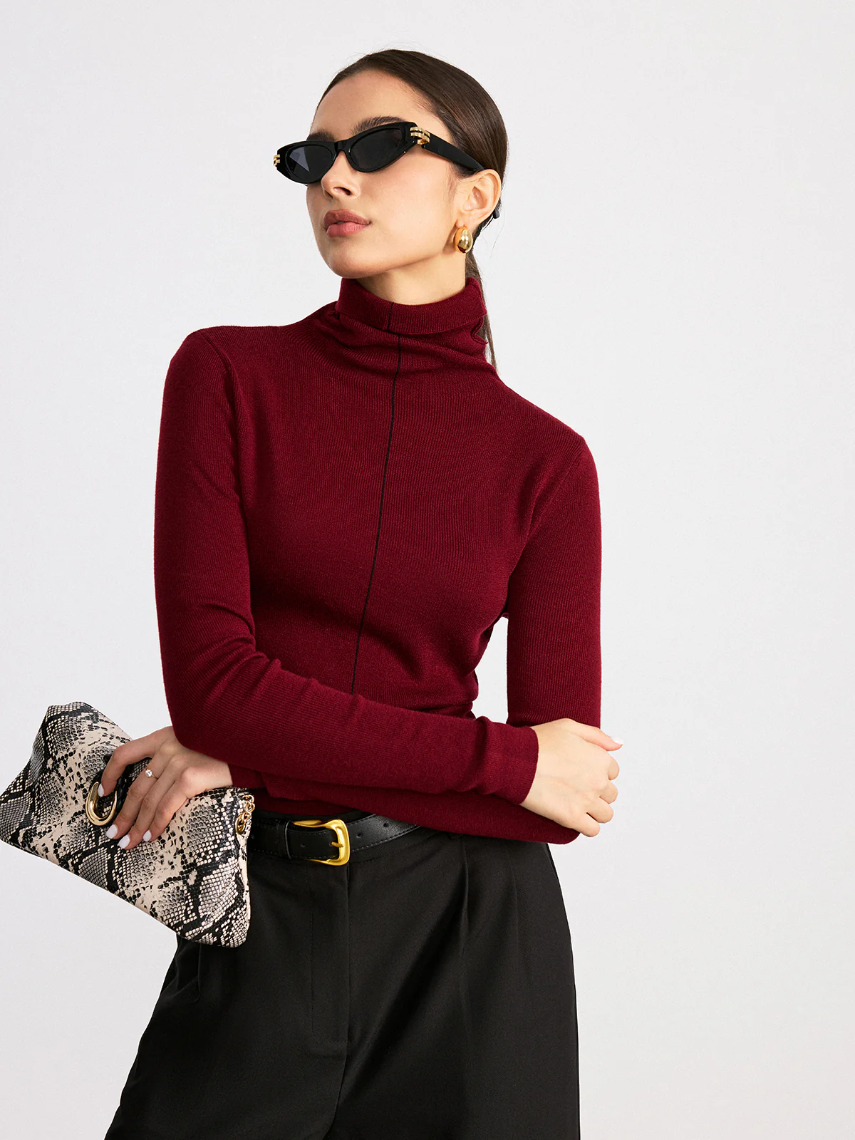 Reversible Turtleneck Wool Blend Sweater - Wholesalesil