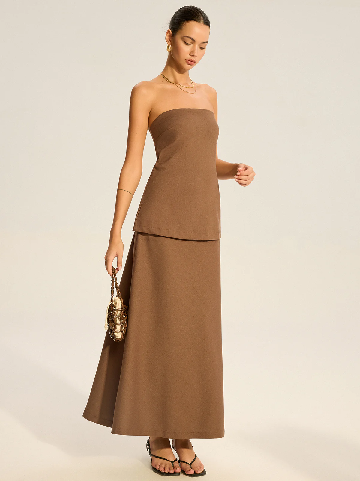 Strapless Layered Maxi Dress - Wholesalesil