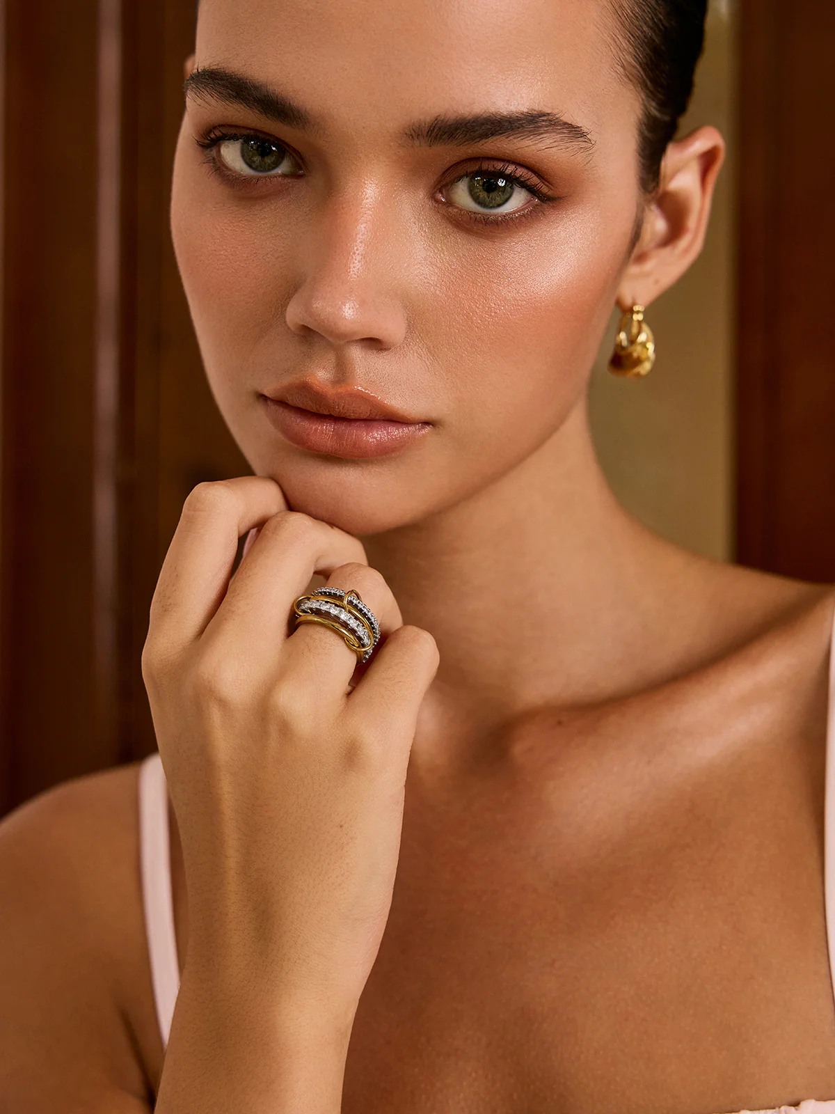 Interlocking Full-Set Cubic Zirconia Rings - Wholesalesil