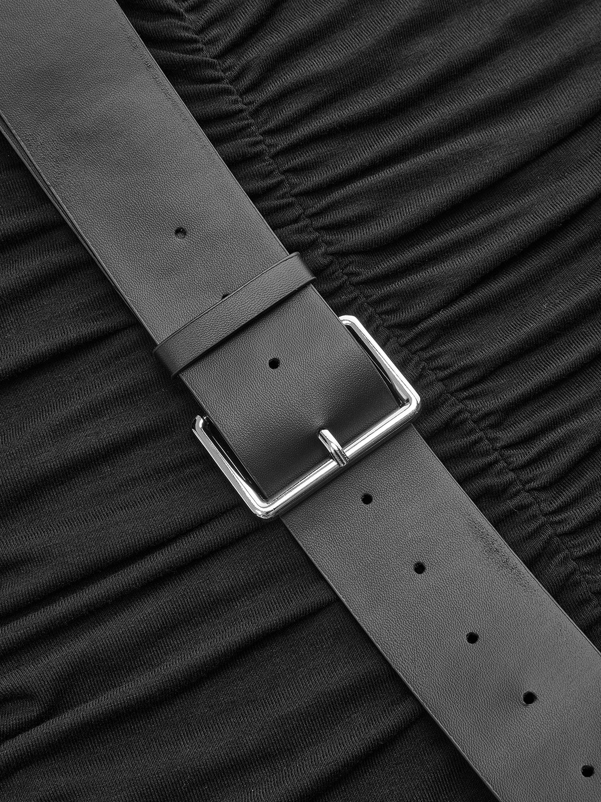 Belt-Decor Sleeveless Ruched Maxi Dress - Wholesalesil