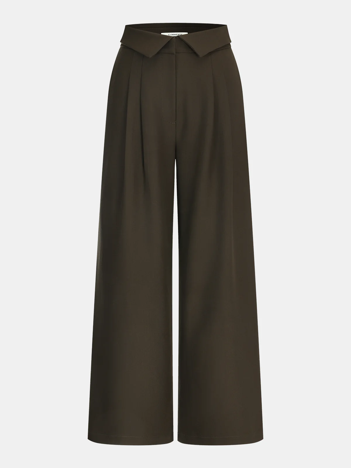 Fold-Over Waistband Straight-Leg Pants - Wholesalesil